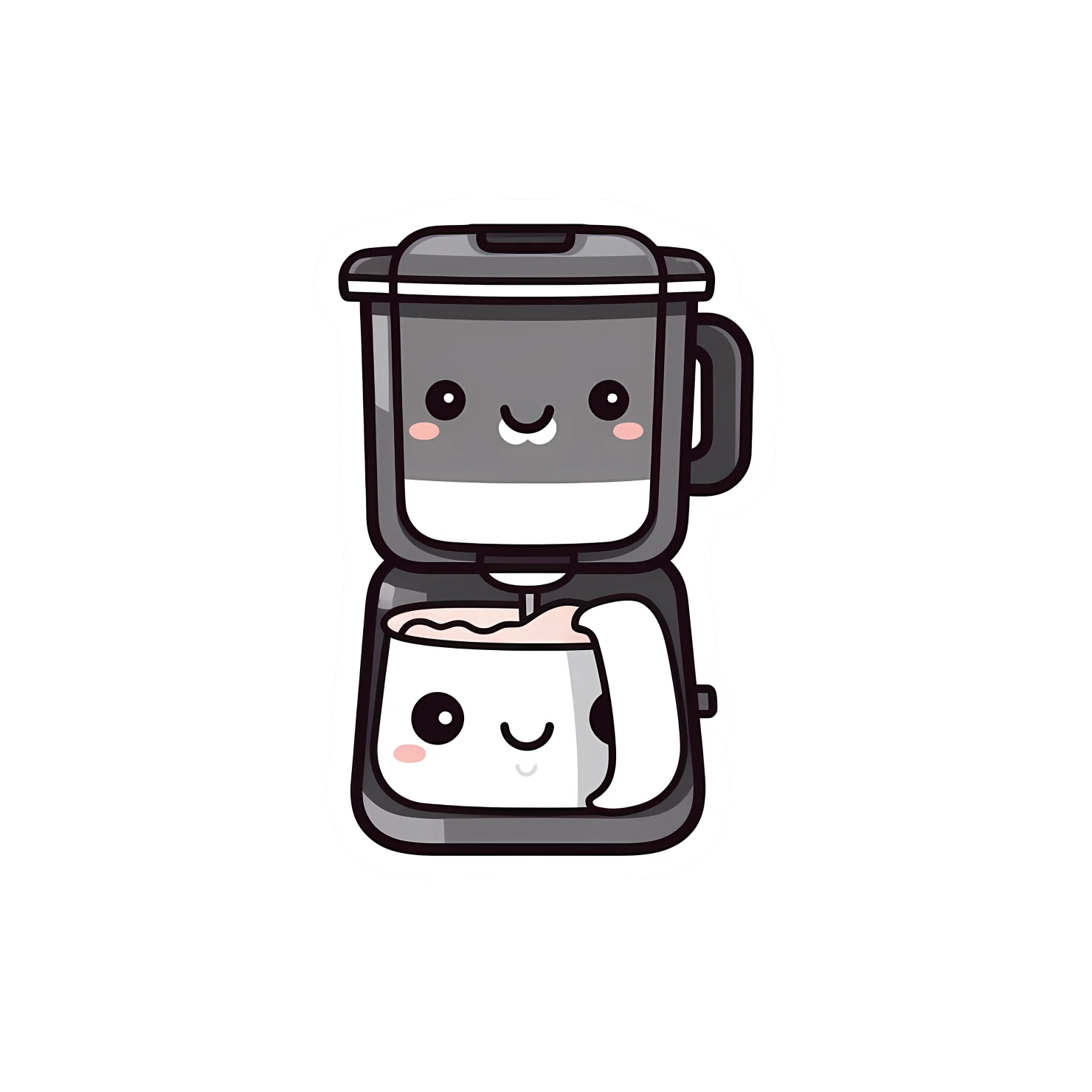 Kawaii coffeemaker sticker isolated on transparent background #24418