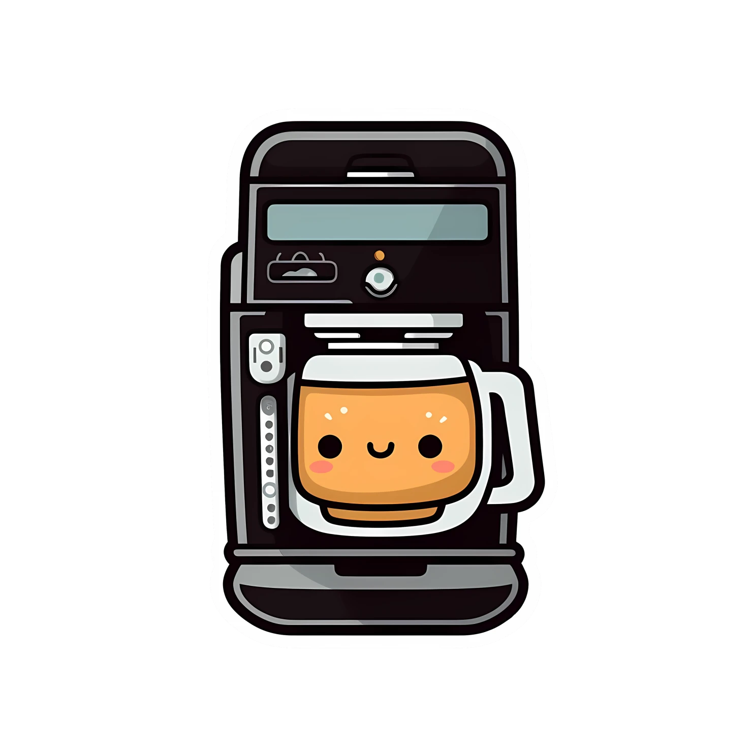 Kawaii coffeemaker sticker isolated on transparent background #24419