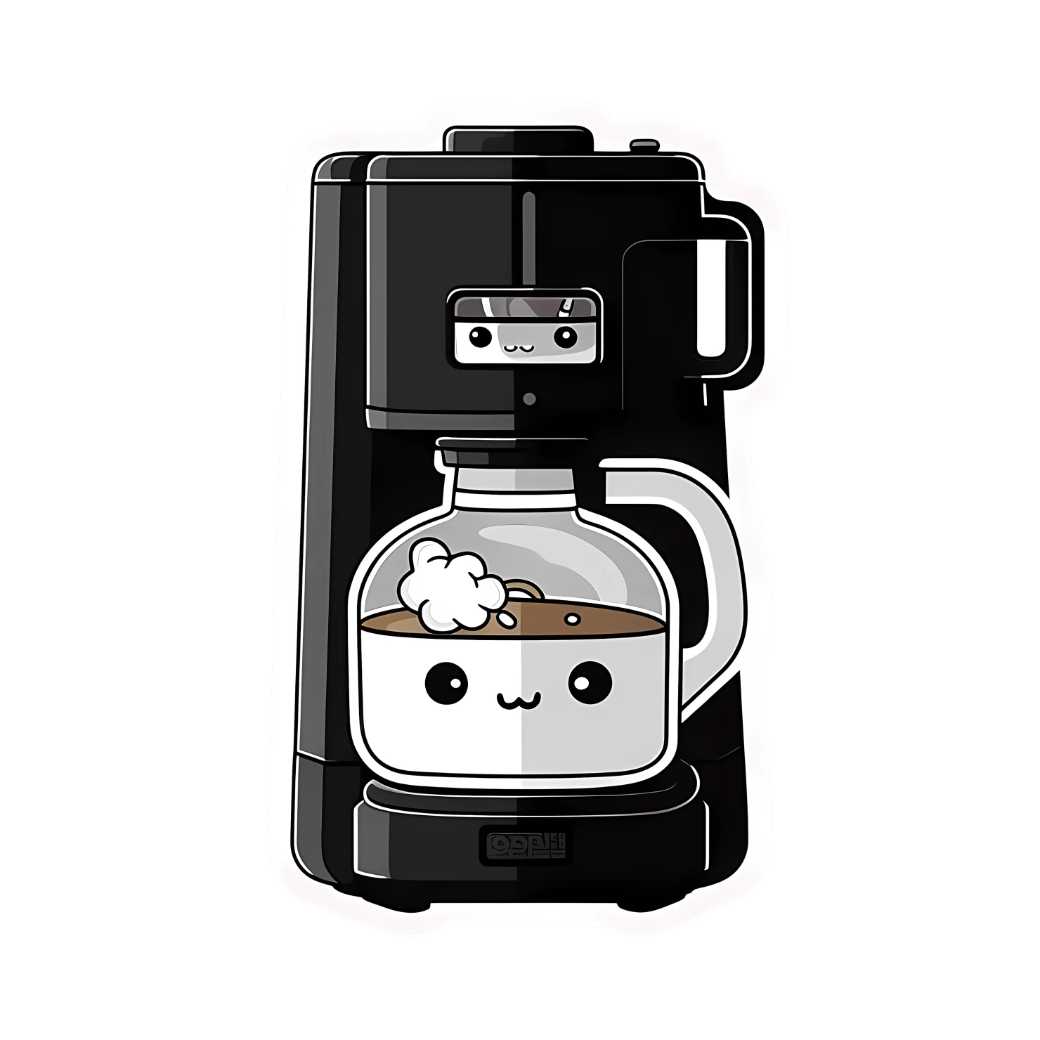 Kawaii coffeemaker sticker isolated on transparent background #24420
