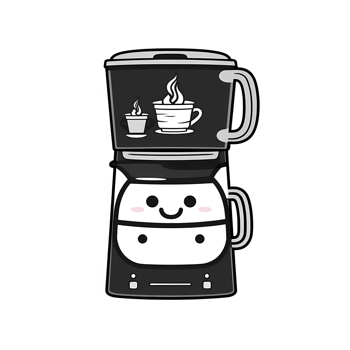 Kawaii coffeemaker sticker isolated on transparent background #24423