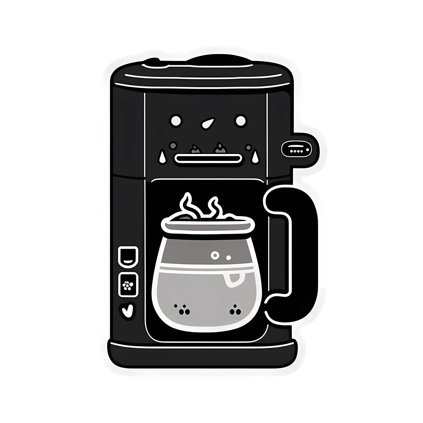Kawaii coffeemaker sticker isolated on transparent background #24424
