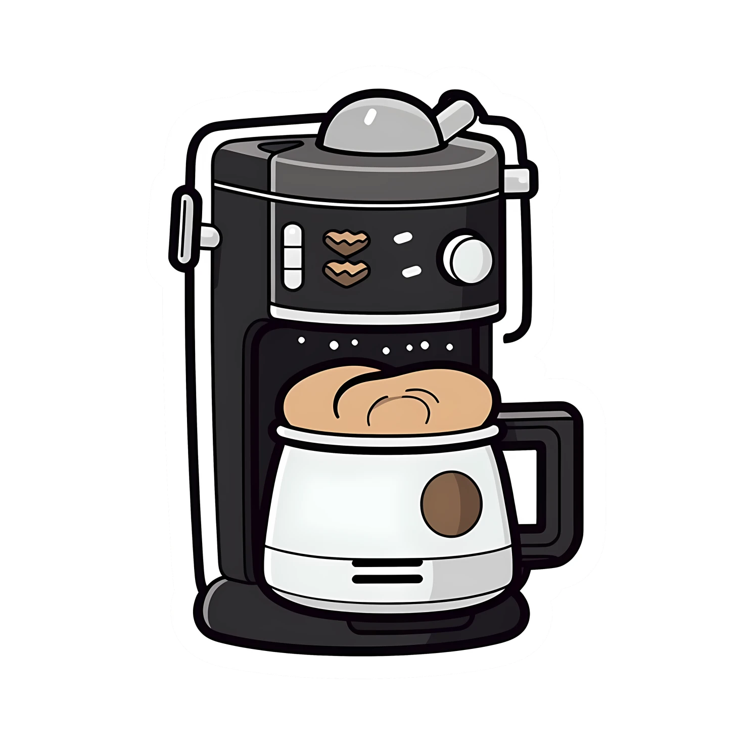Kawaii coffeemaker sticker isolated on transparent background #24425