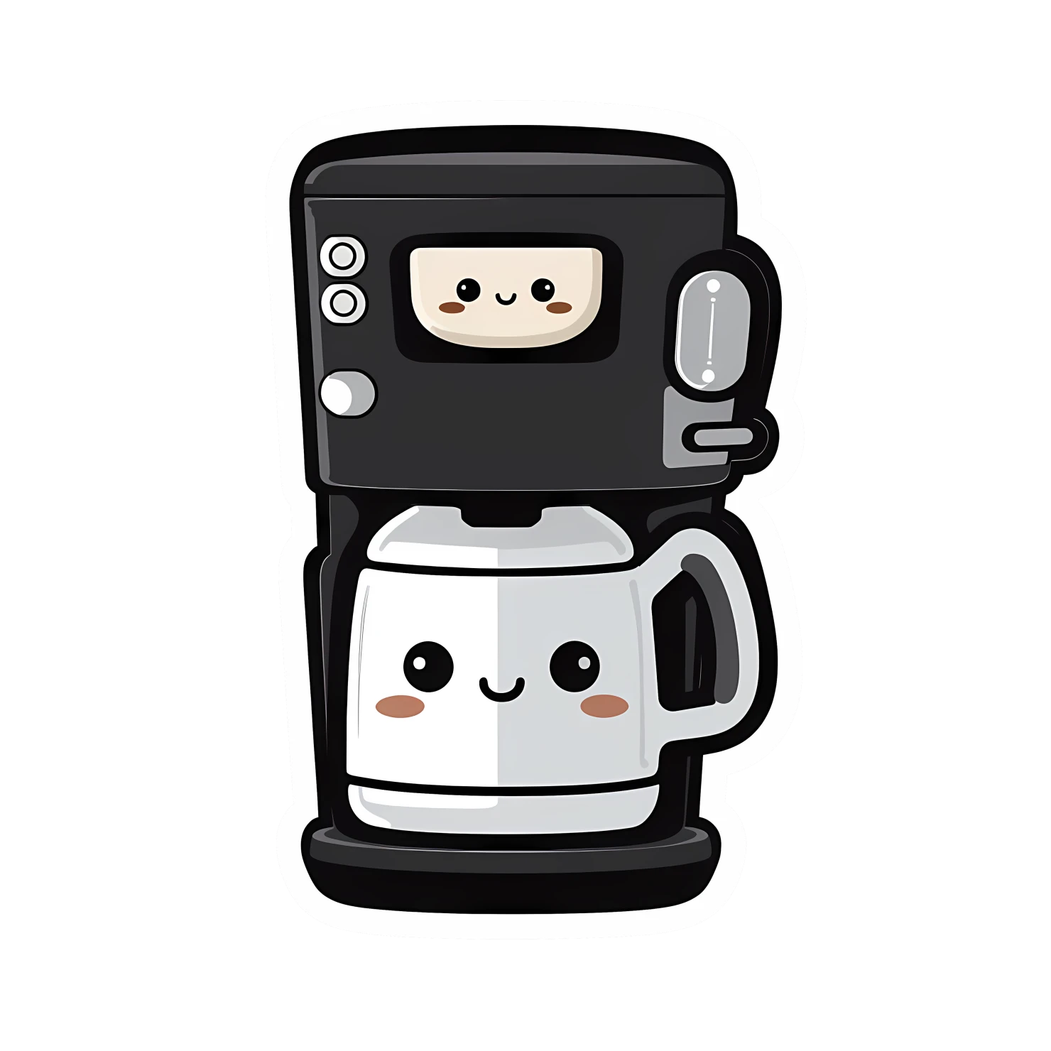 Kawaii coffeemaker sticker isolated on transparent background #24426