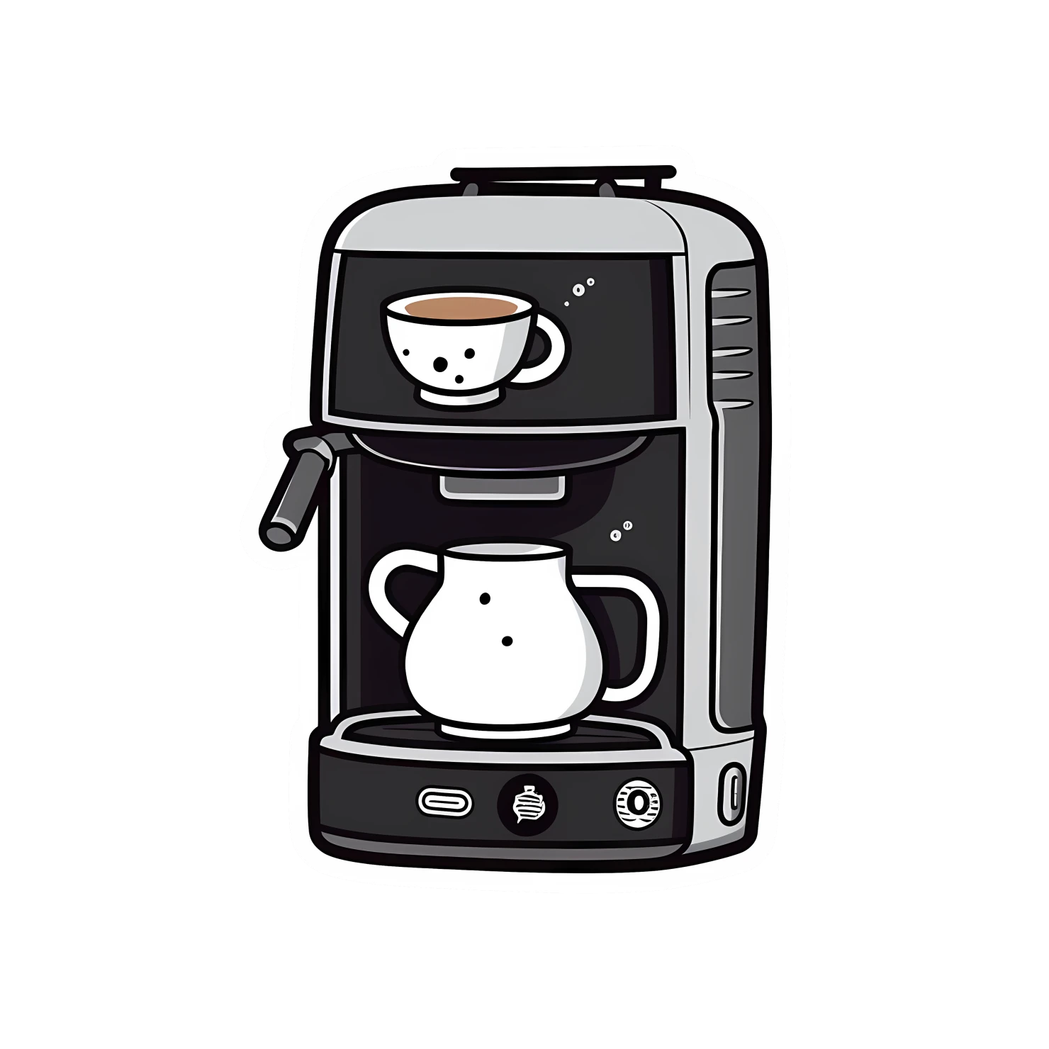 Kawaii coffeemaker sticker isolated on transparent background #24428