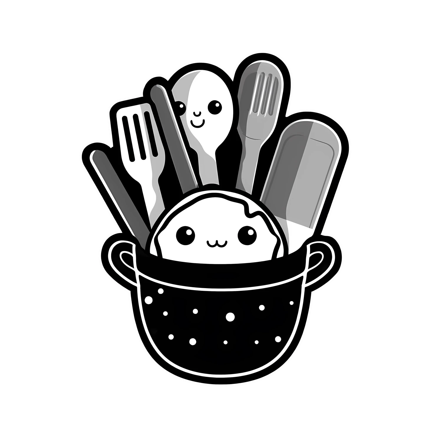 Kawaii cooking utensils sticker isolated on transparent background #24446