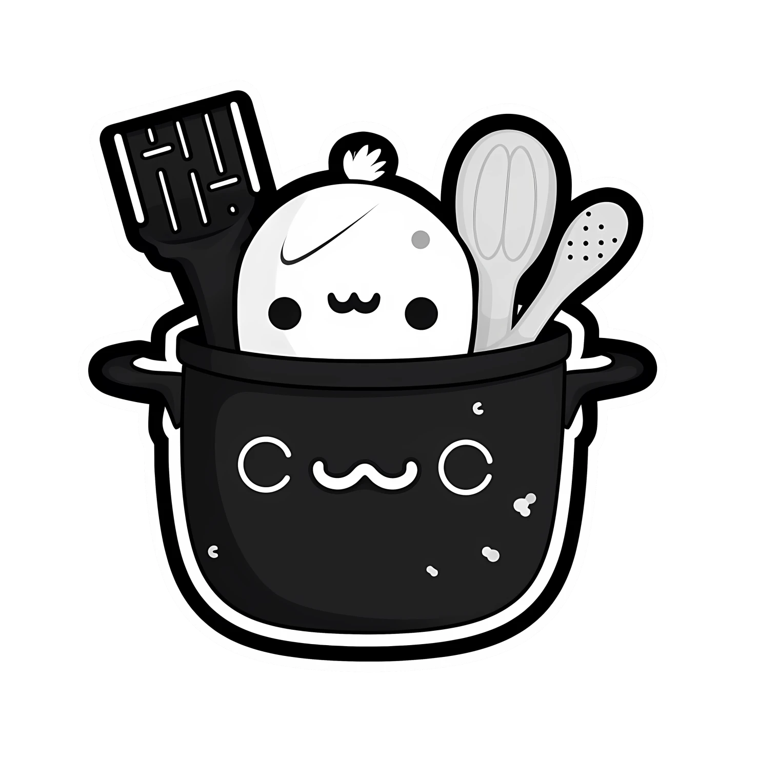 Kawaii cooking utensils sticker isolated on transparent background #24447