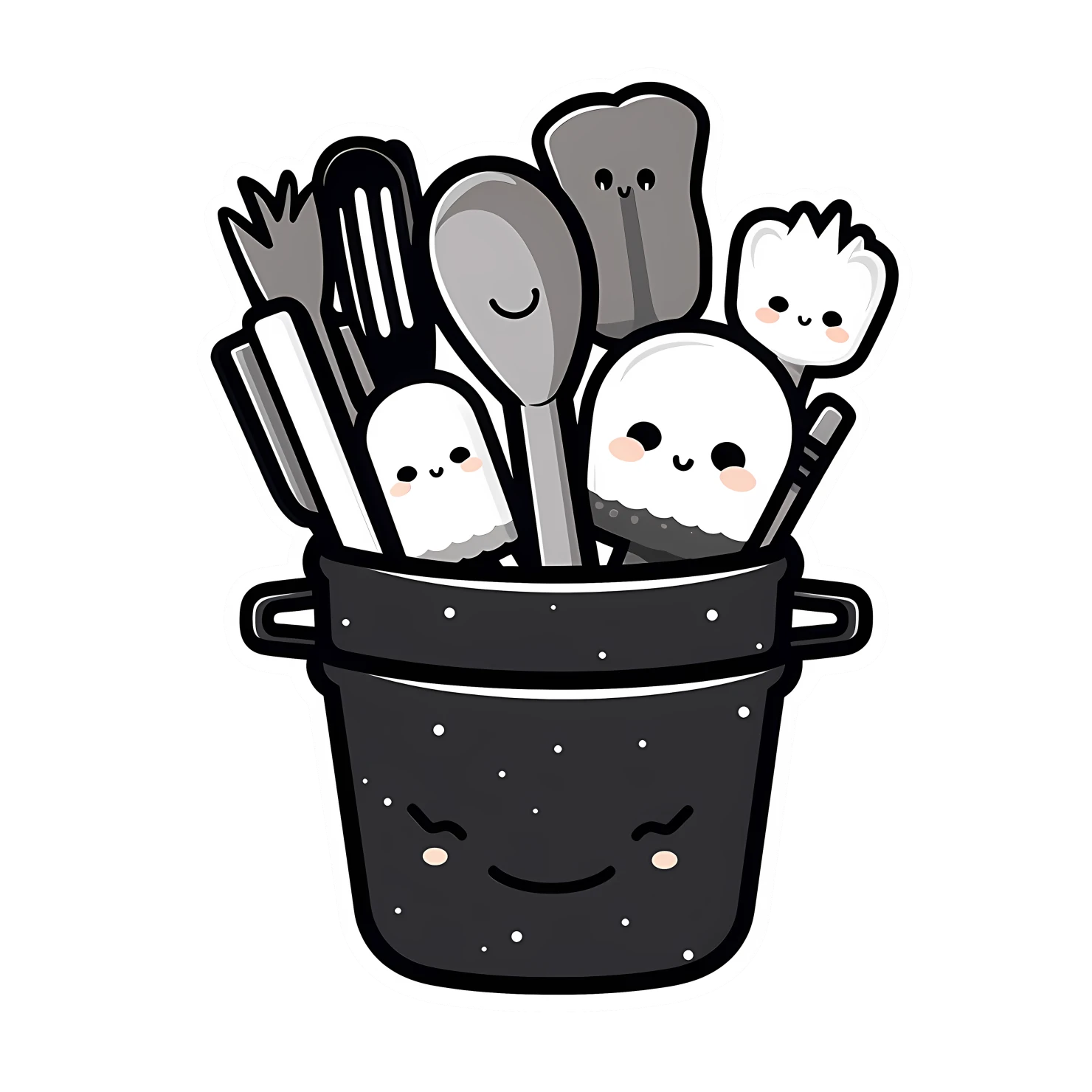 Kawaii cooking utensils sticker isolated on transparent background #24448
