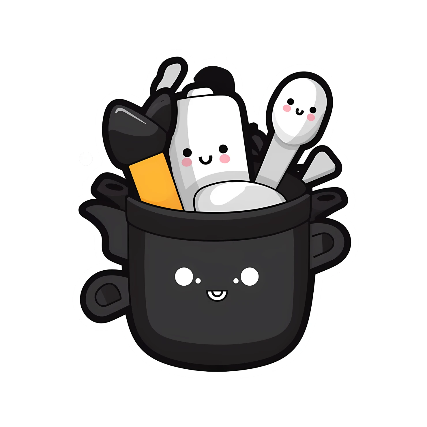 Kawaii cooking utensils sticker isolated on transparent background #24450