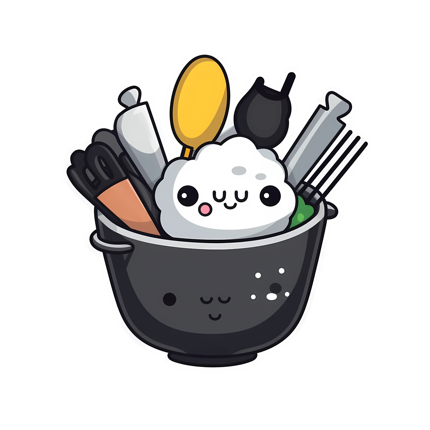 Kawaii cooking utensils sticker isolated on transparent background #24452