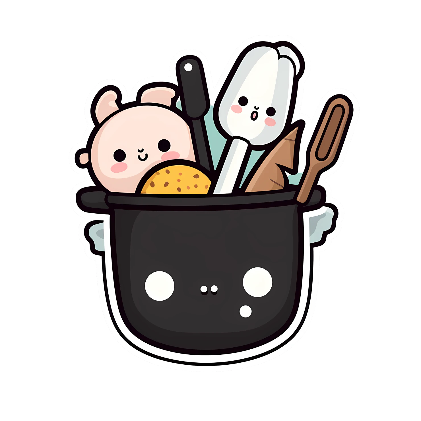 Kawaii cooking utensils sticker isolated on transparent background #24453