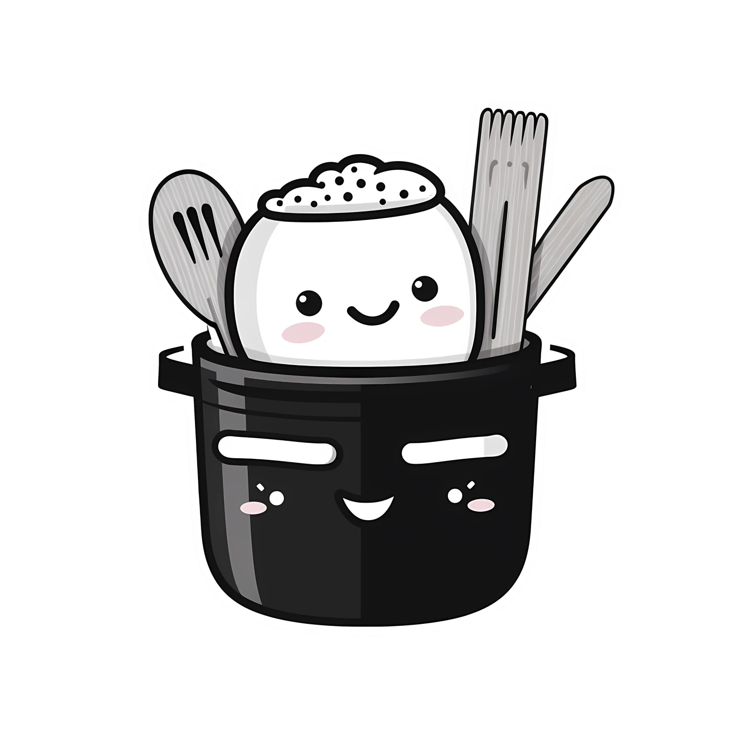Kawaii cooking utensils sticker isolated on transparent background #24454
