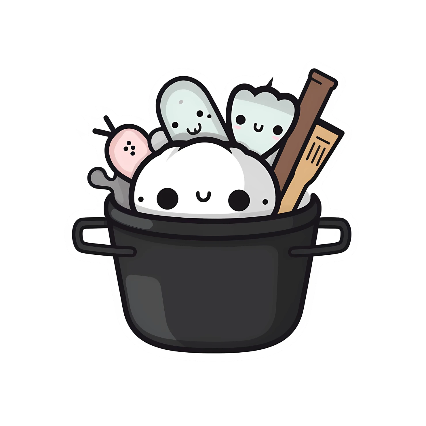 Kawaii cooking utensils sticker isolated on transparent background #24461