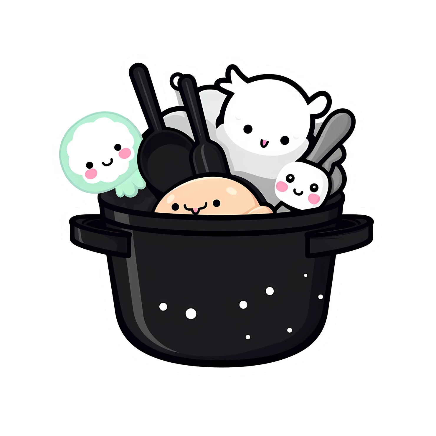 Kawaii cooking utensils sticker isolated on transparent background #24462