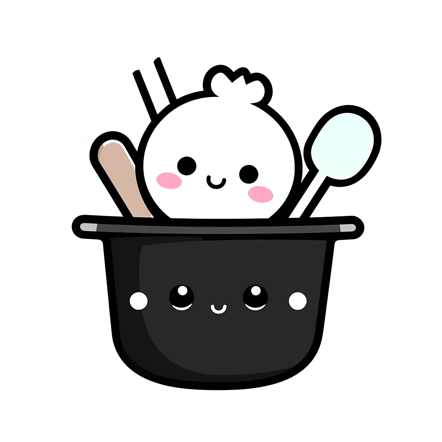 Kawaii cooking utensils sticker isolated on transparent background #24464