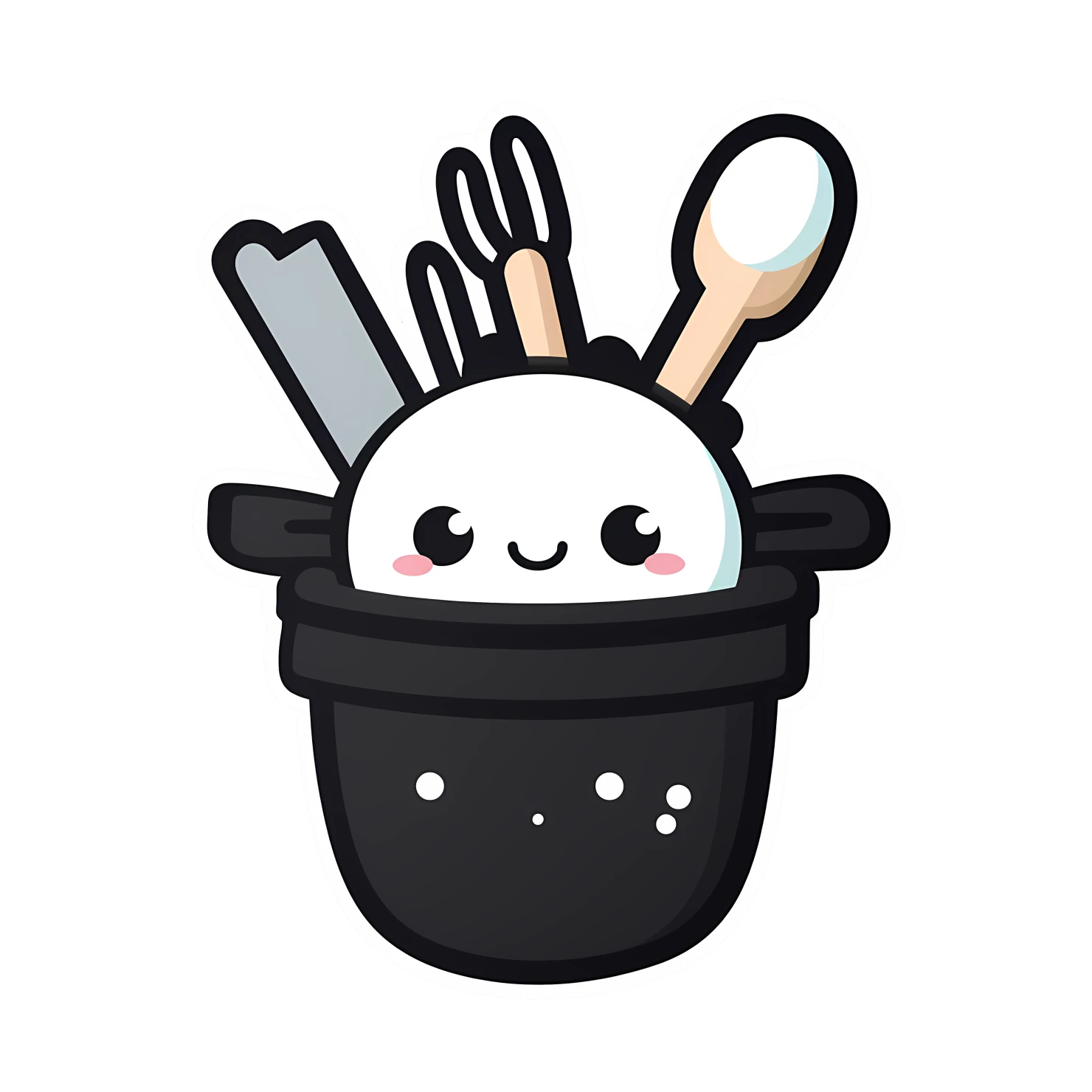 Kawaii cooking utensils sticker isolated on transparent background #24466