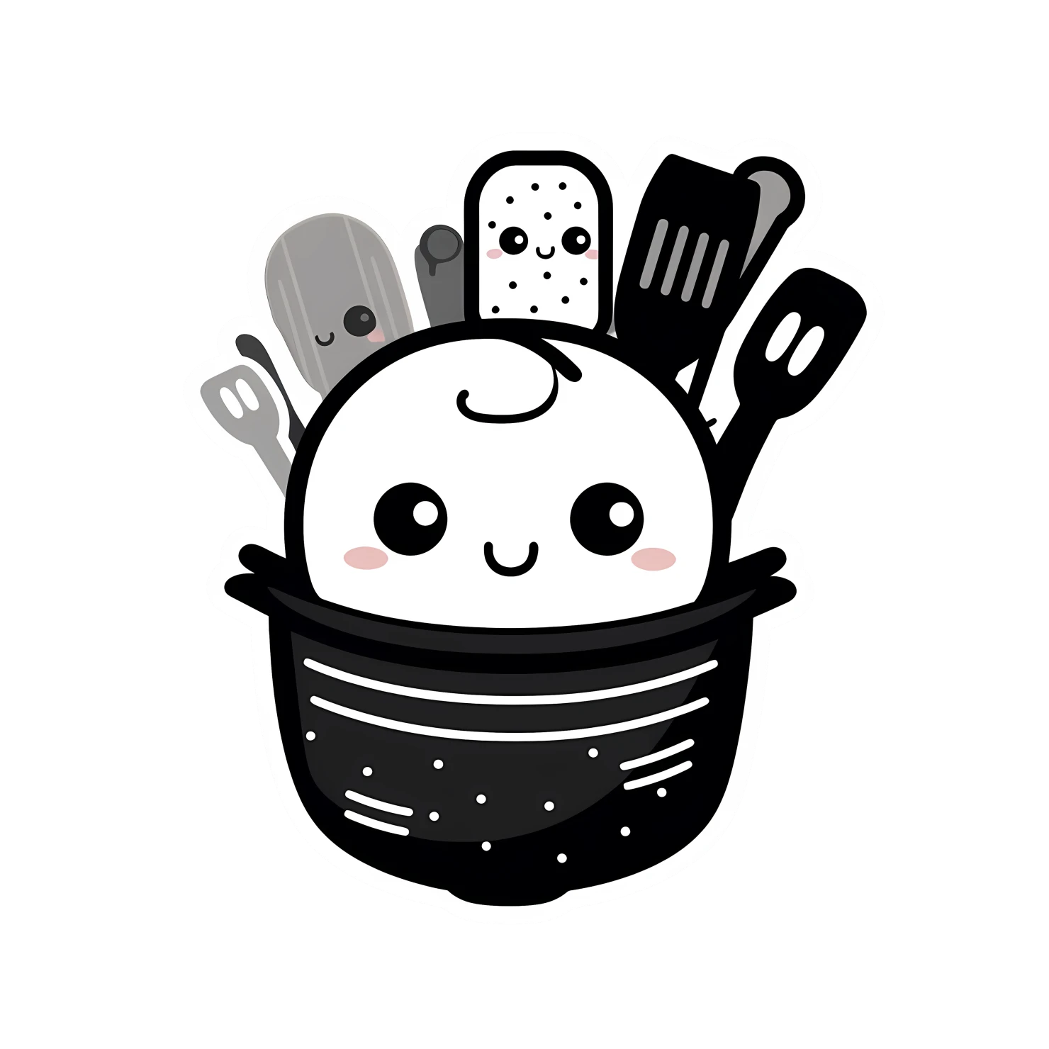 Kawaii cooking utensils sticker isolated on transparent background #24472