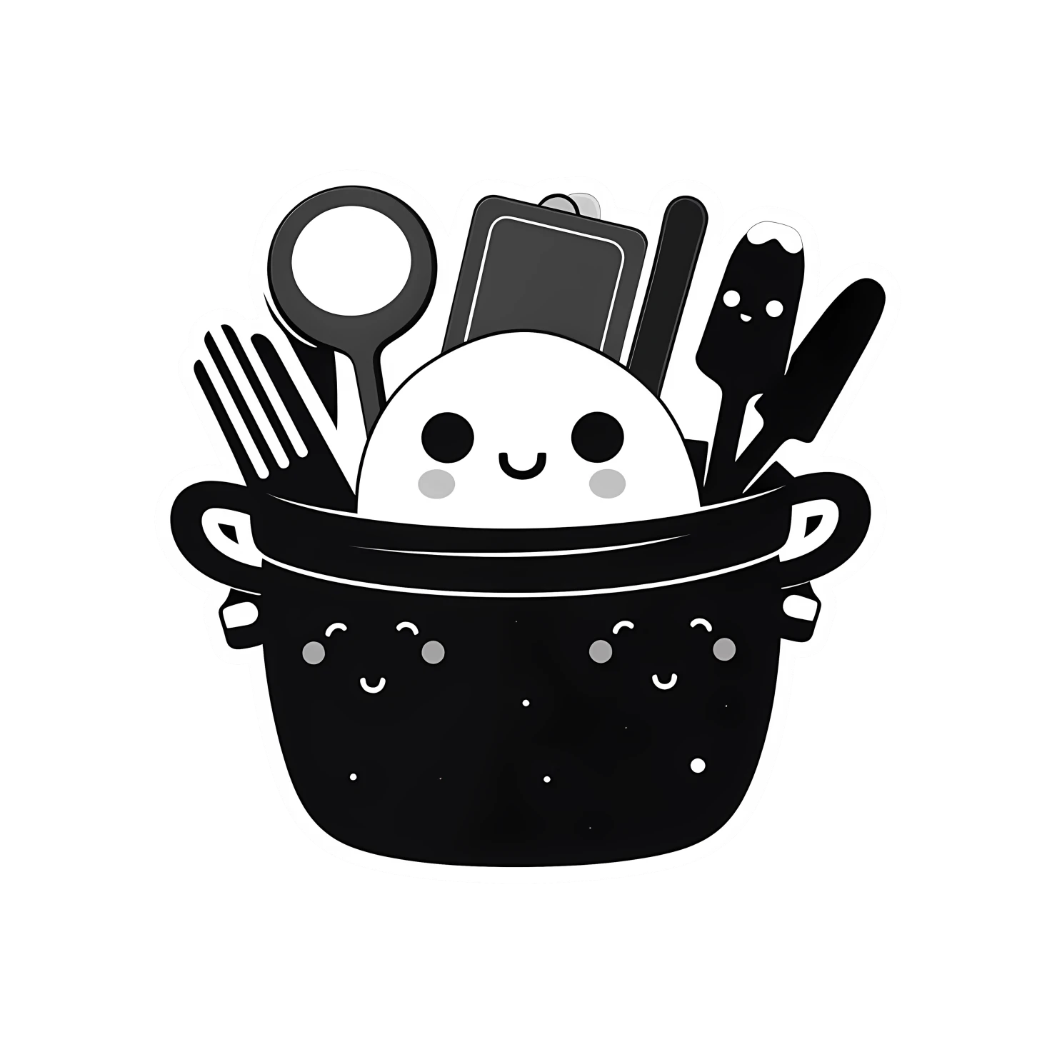 Kawaii cooking utensils sticker isolated on transparent background #24474