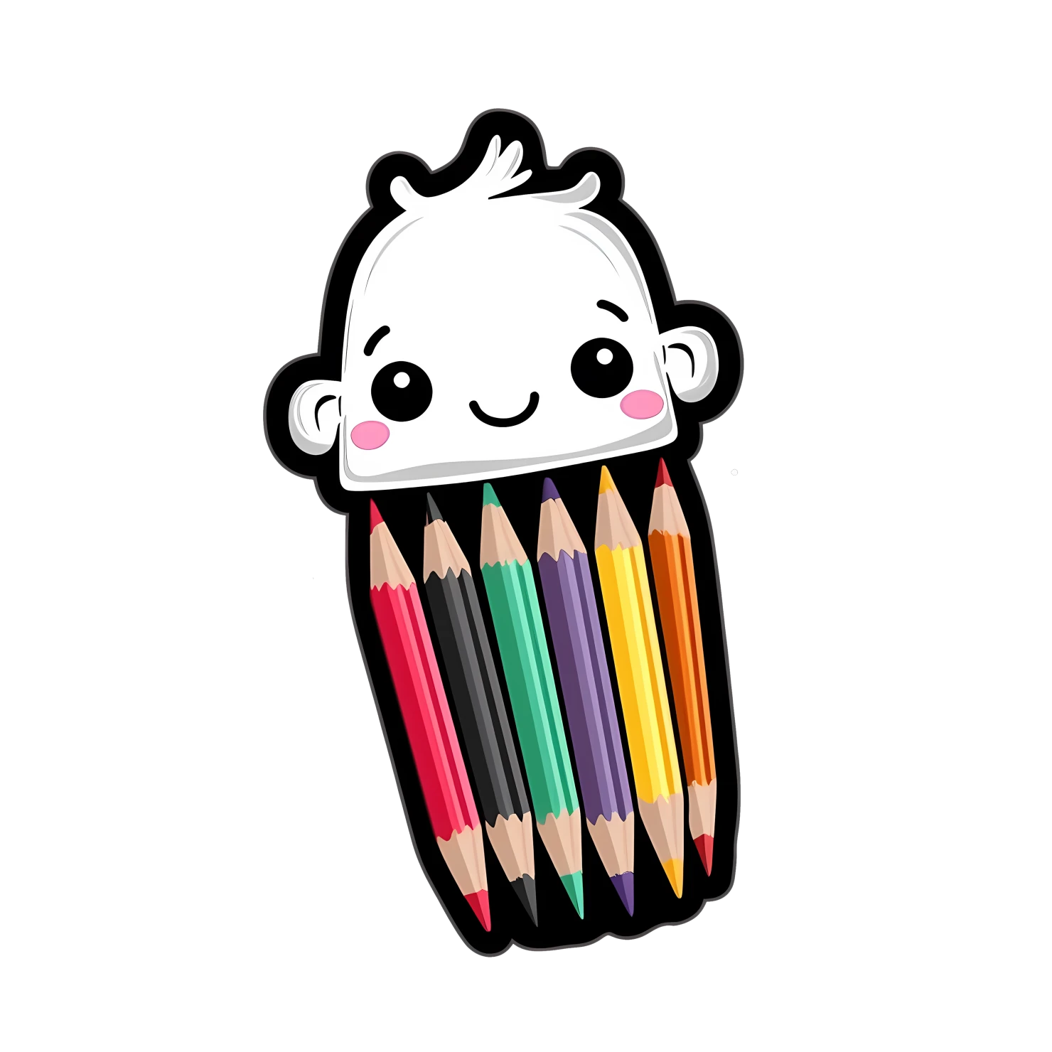 Kawaii crayon sticker isolated on transparent background #24506