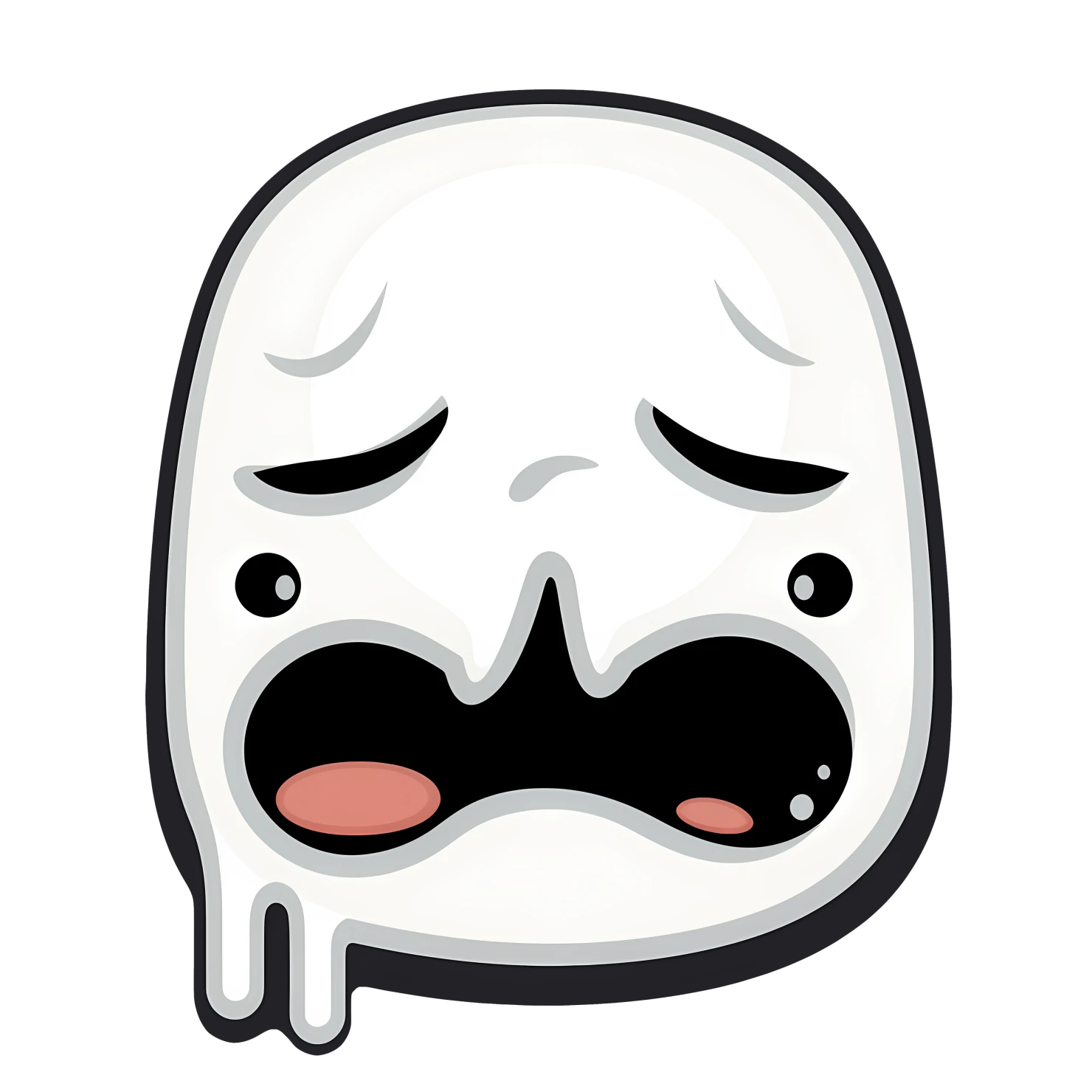 Kawaii crying face sticker isolated on transparent background #24528