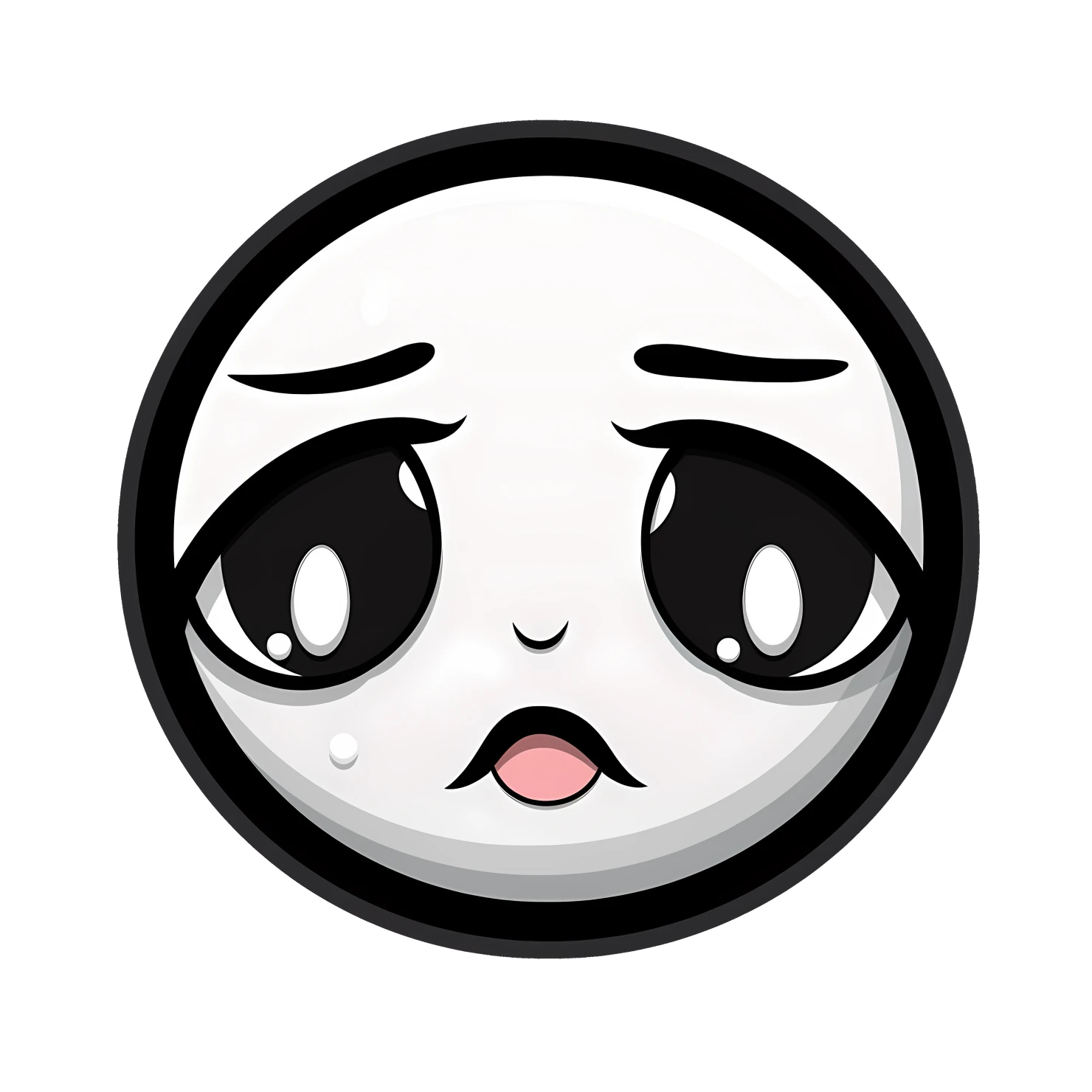 Kawaii crying face sticker isolated on transparent background #24535