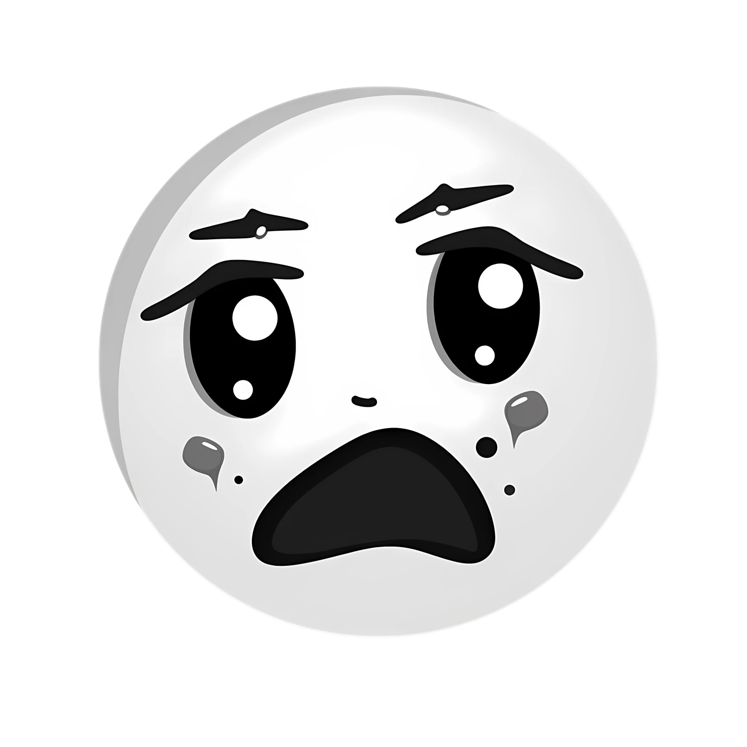 Kawaii crying face sticker isolated on transparent background #24543