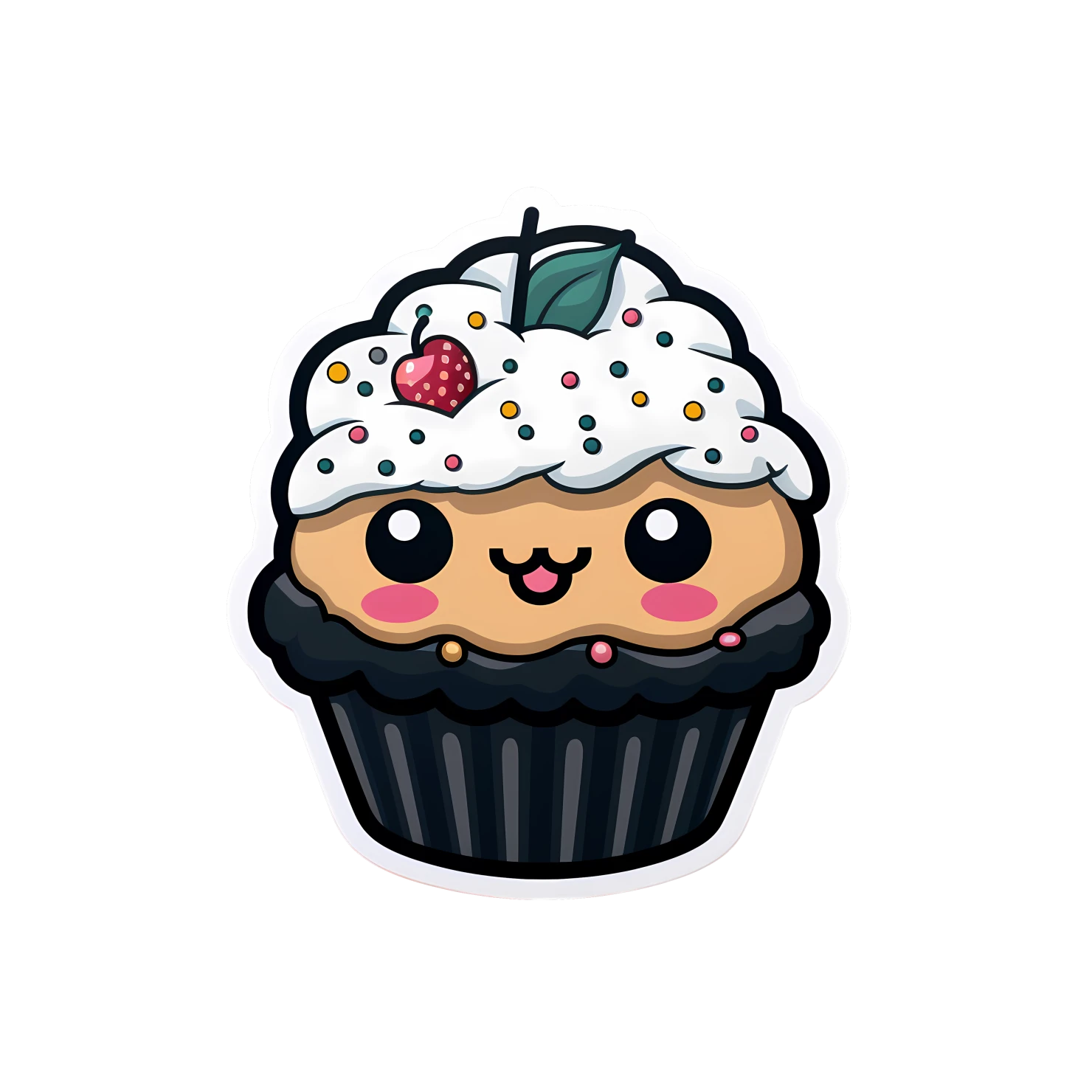 Kawaii cupcake sticker isolated on transparent background #24545