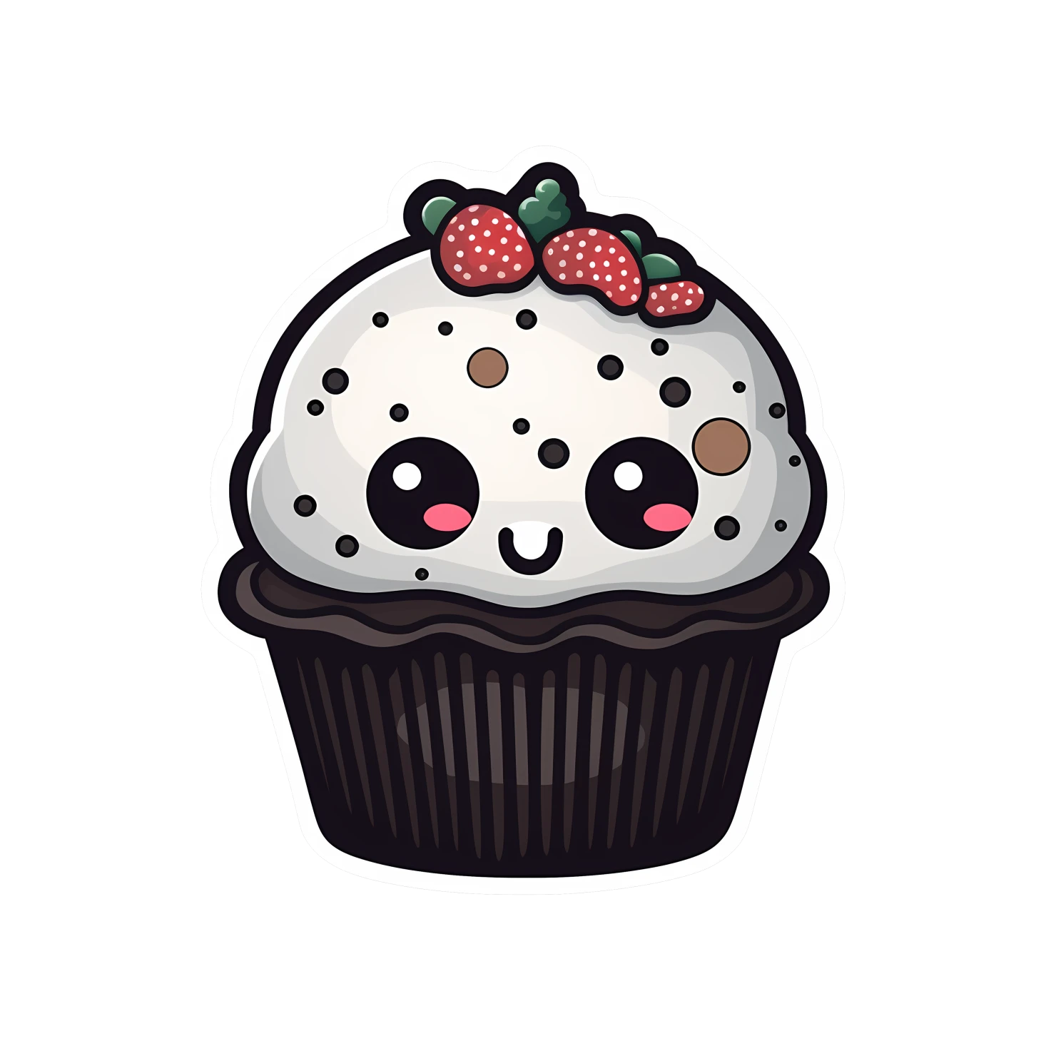 Kawaii cupcake sticker isolated on transparent background #24546