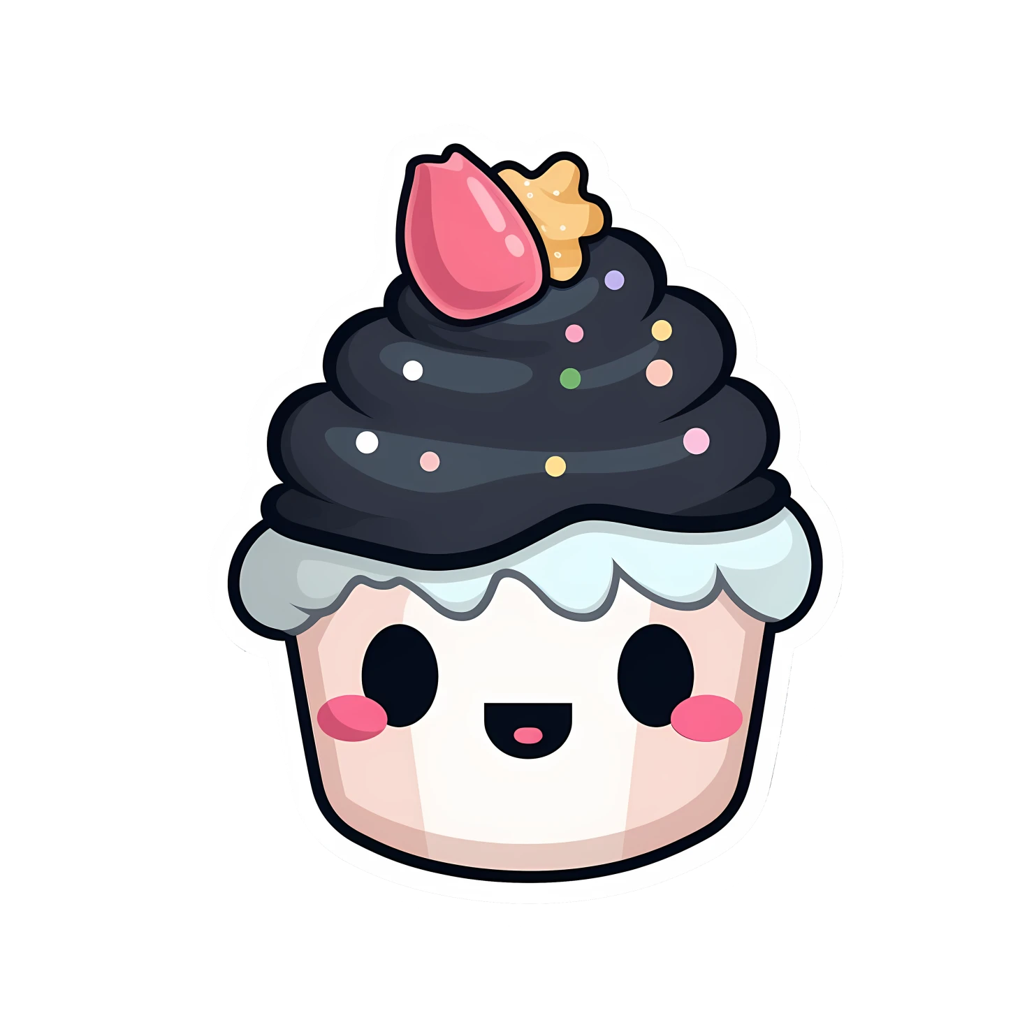 Kawaii cupcake sticker isolated on transparent background #24547