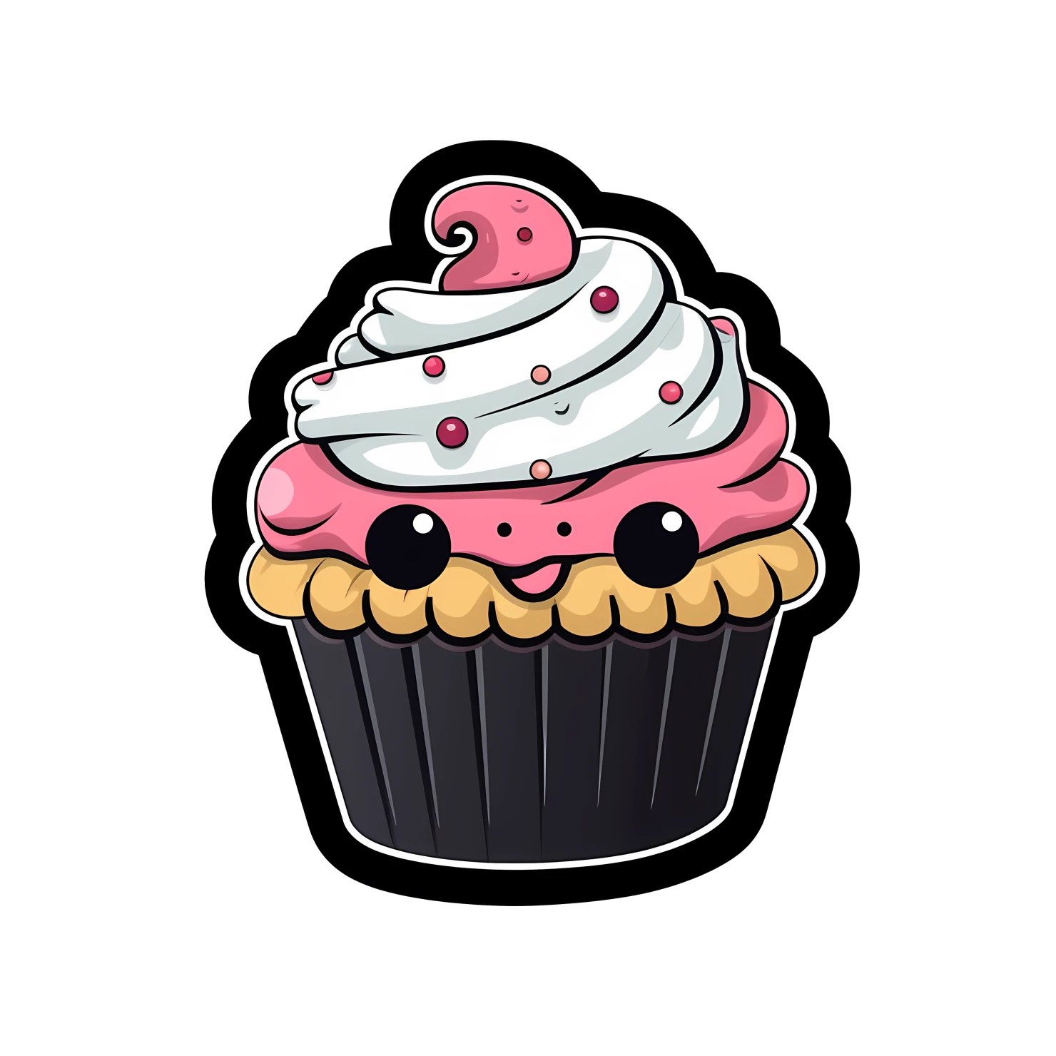Kawaii cupcake sticker isolated on transparent background #24551