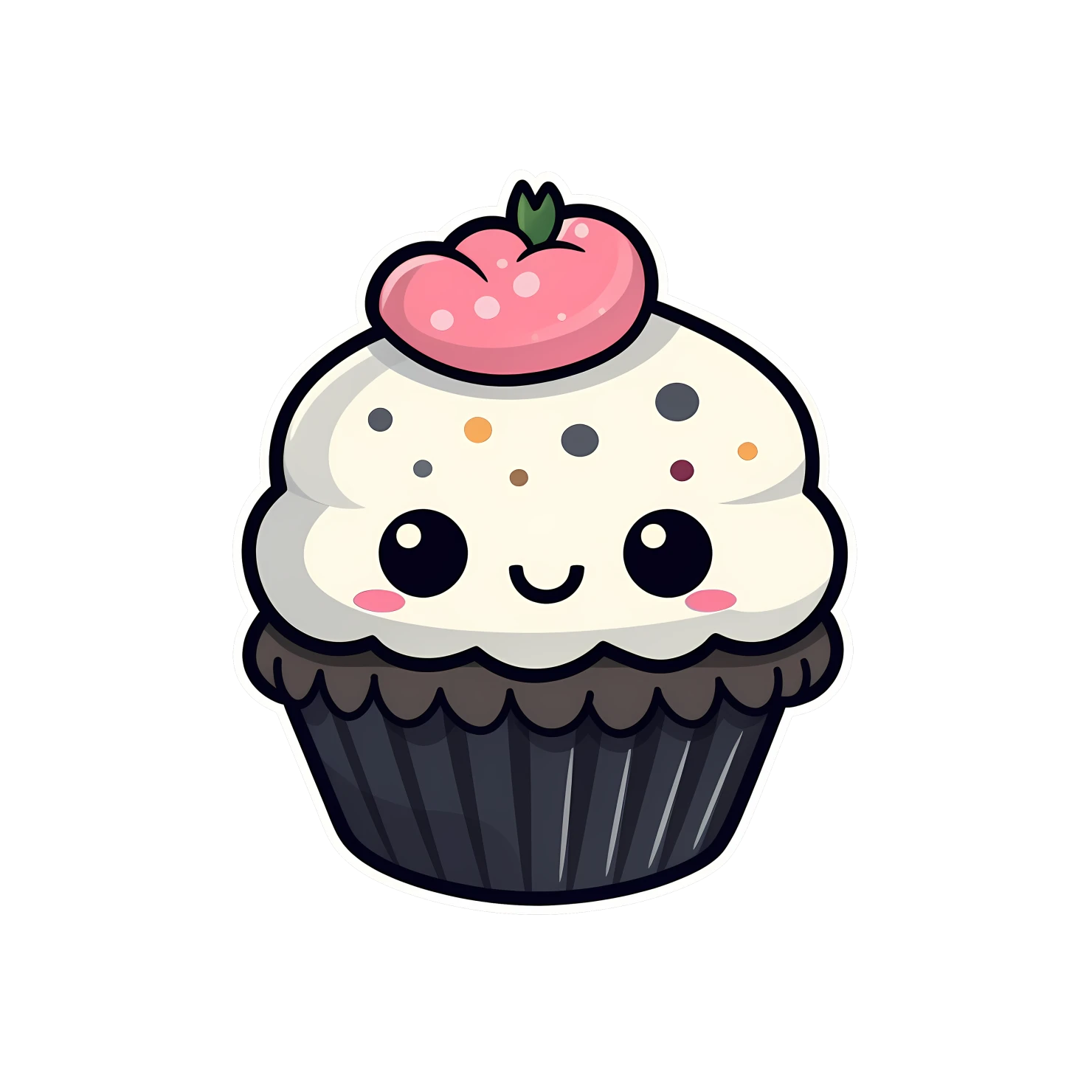 Kawaii cupcake sticker isolated on transparent background #24552