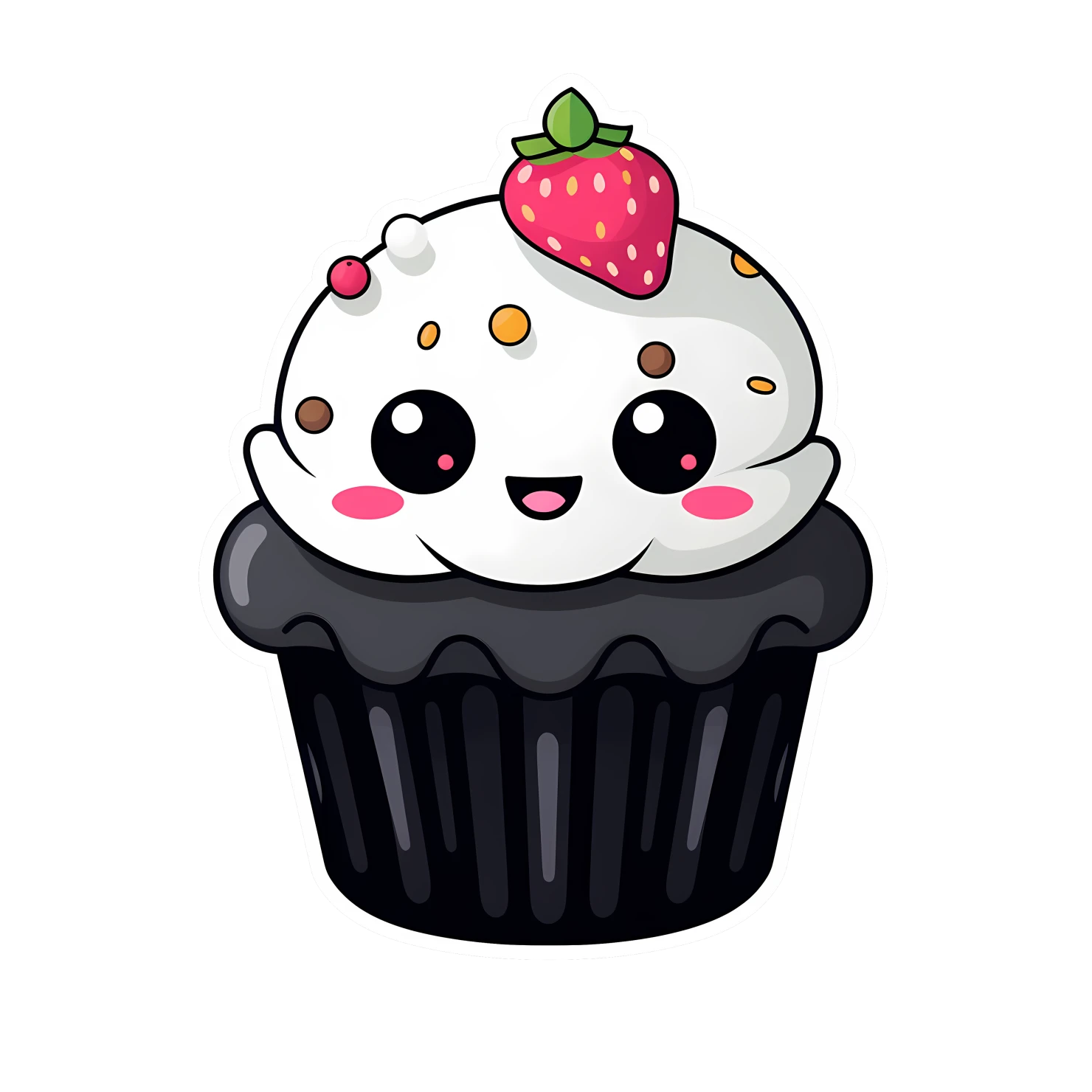 Kawaii cupcake sticker isolated on transparent background #24553