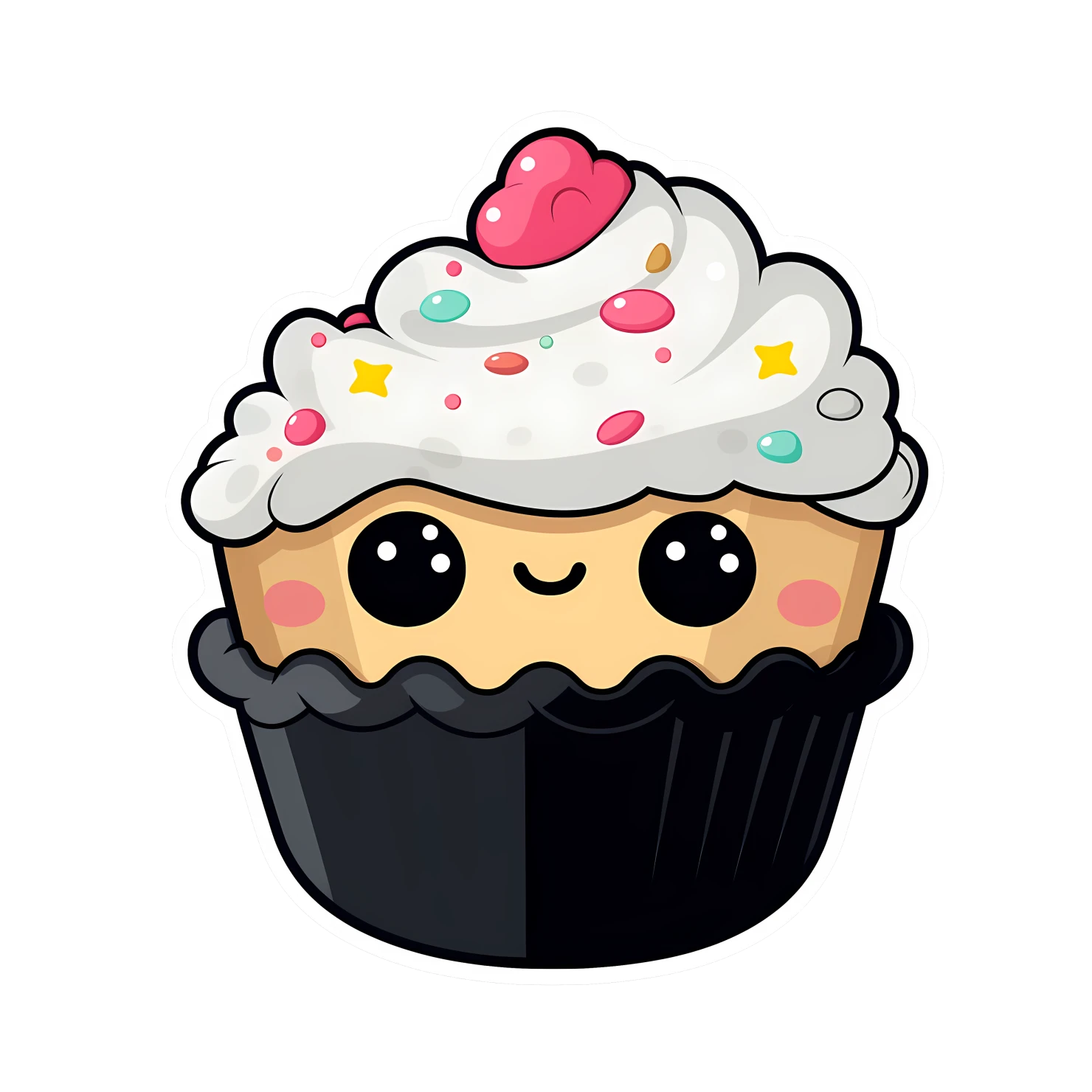Kawaii cupcake sticker isolated on transparent background #24554