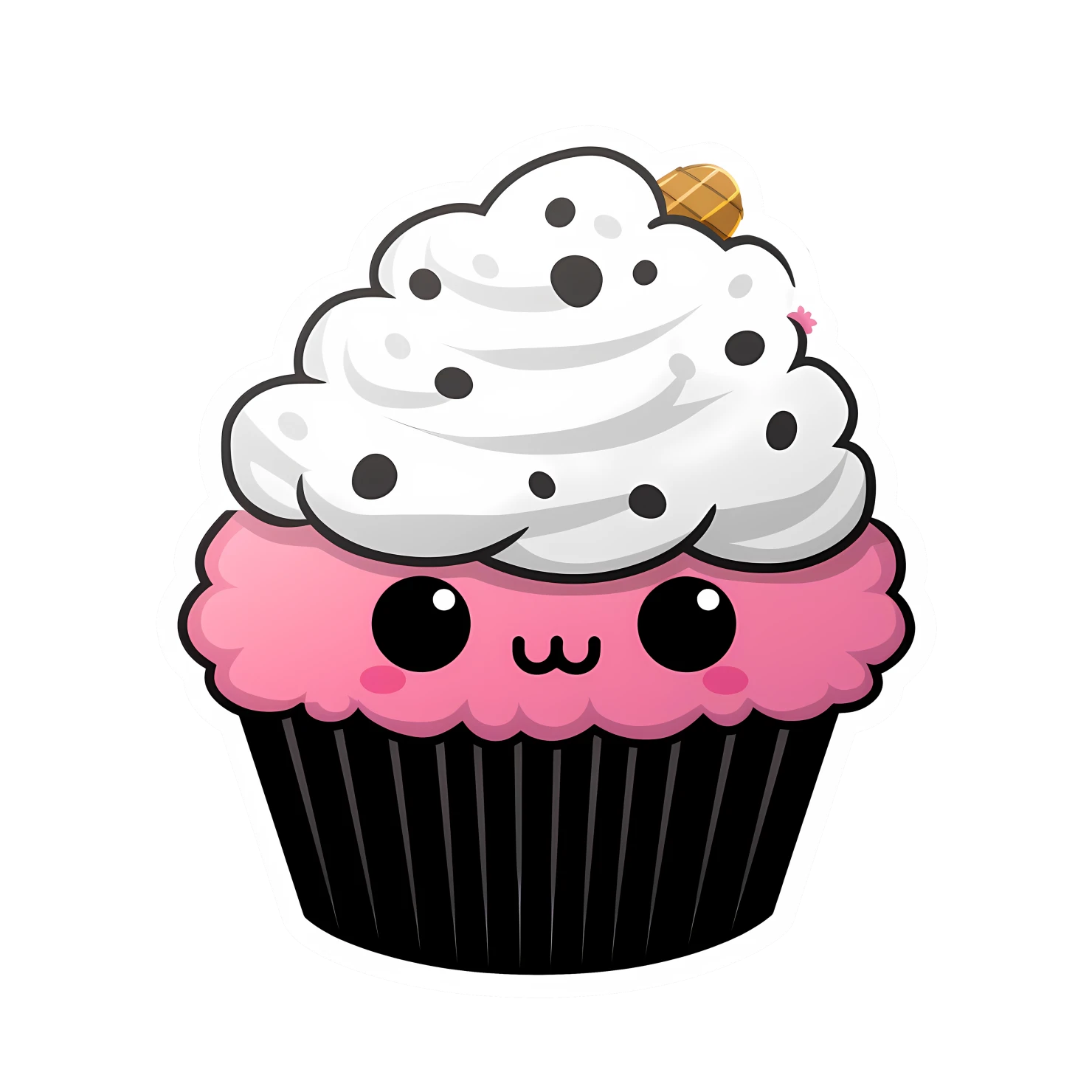 Kawaii cupcake sticker isolated on transparent background #24555