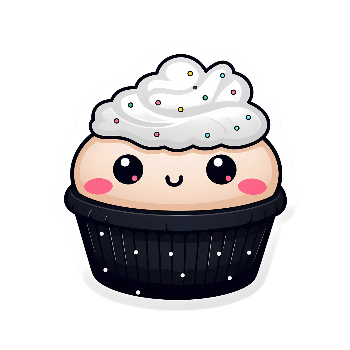 Kawaii cupcake sticker isolated on transparent background #24556
