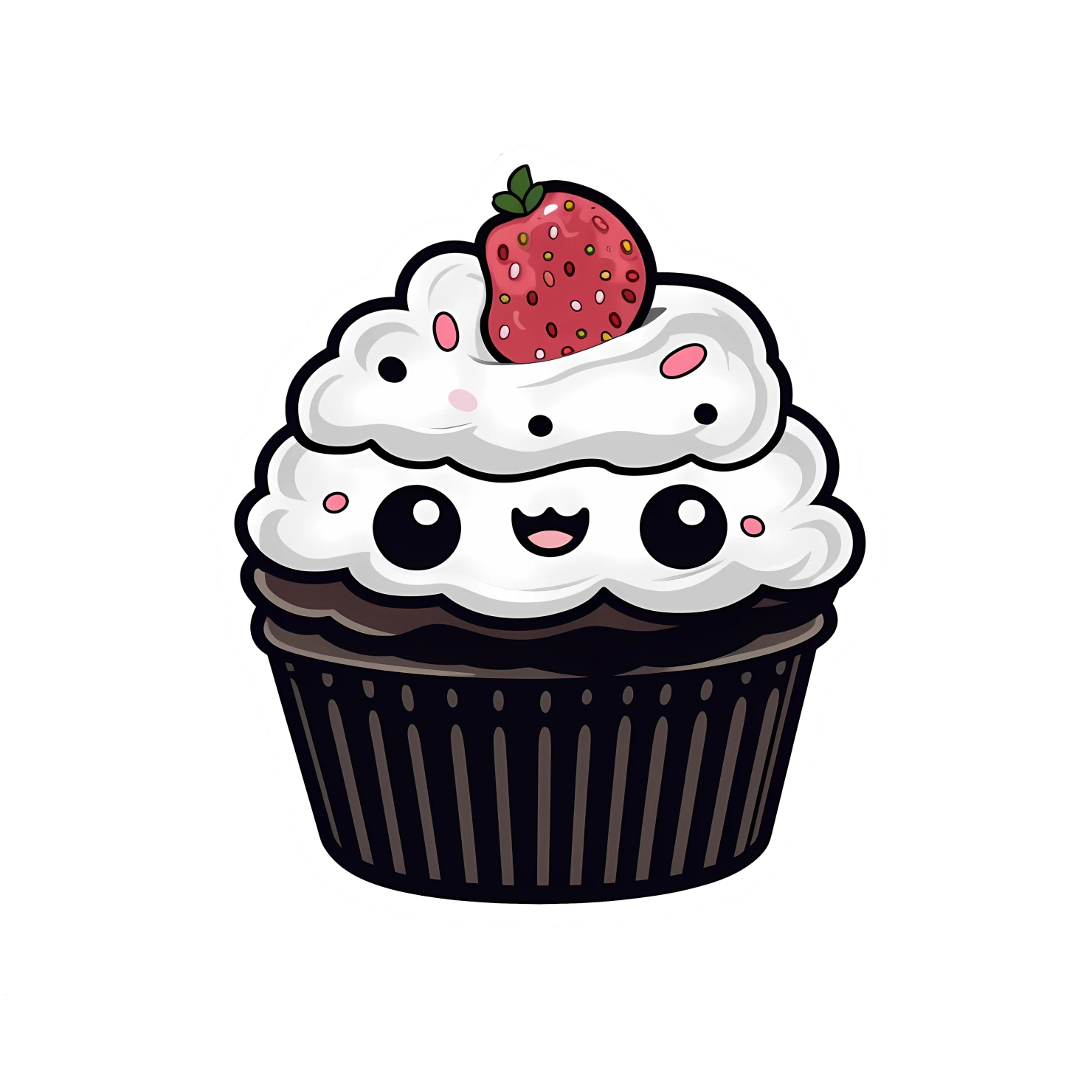 Kawaii cupcake sticker isolated on transparent background #24557