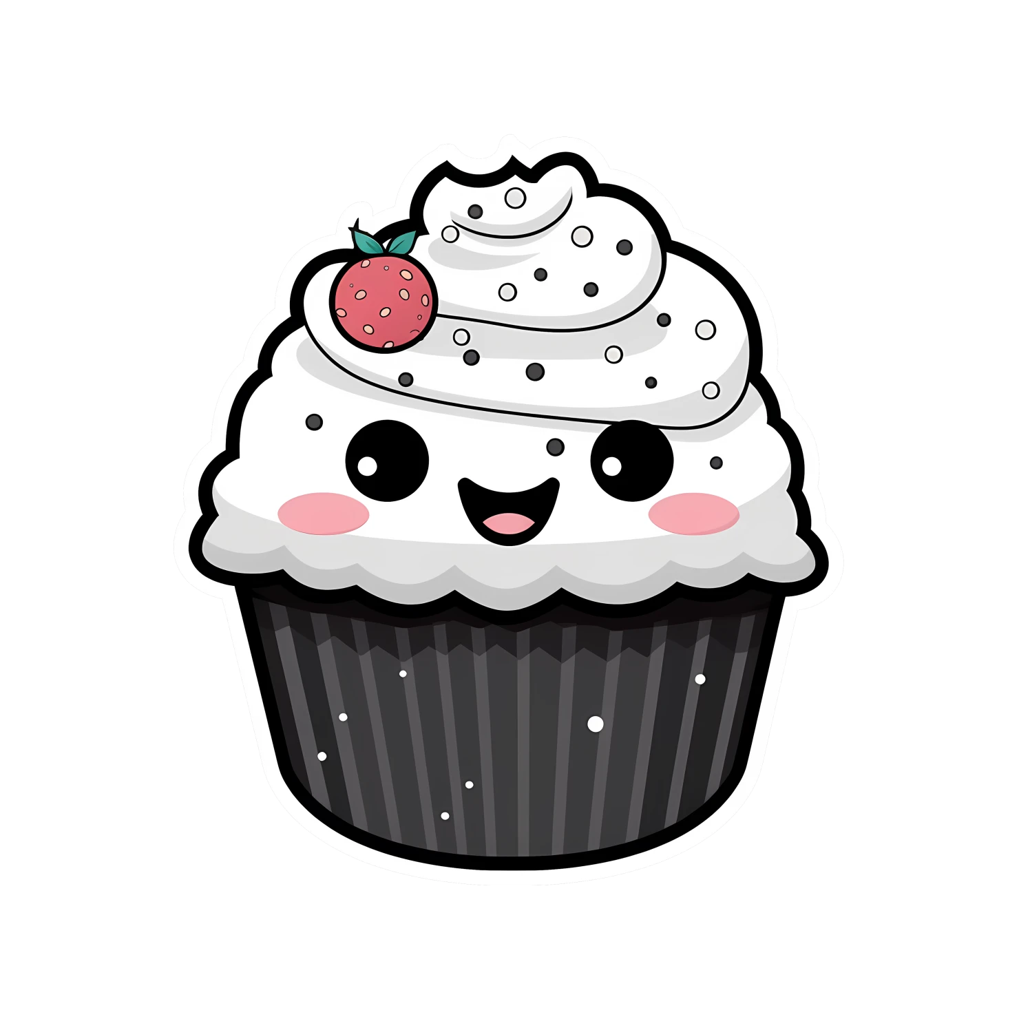 Kawaii cupcake sticker isolated on transparent background #24558