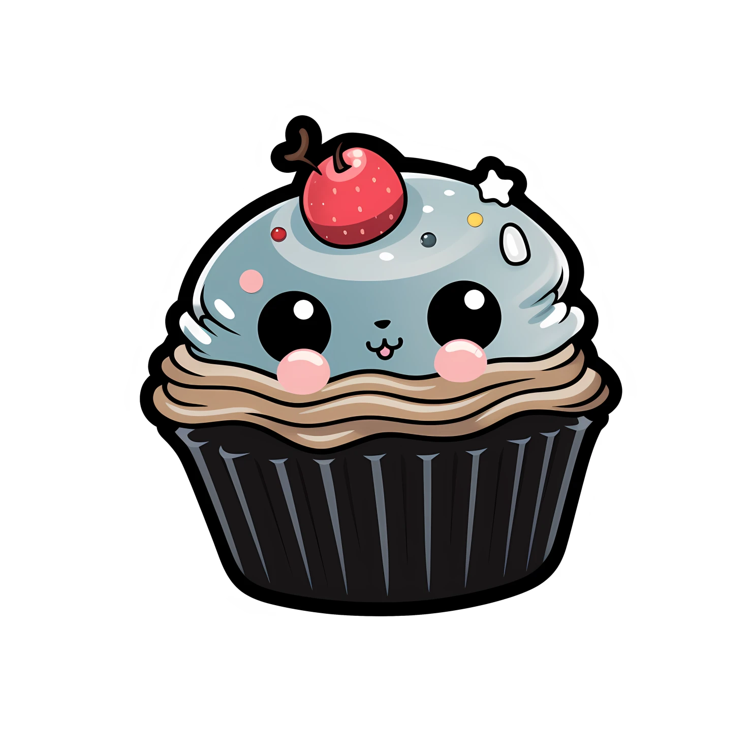 Kawaii cupcake sticker isolated on transparent background #24559