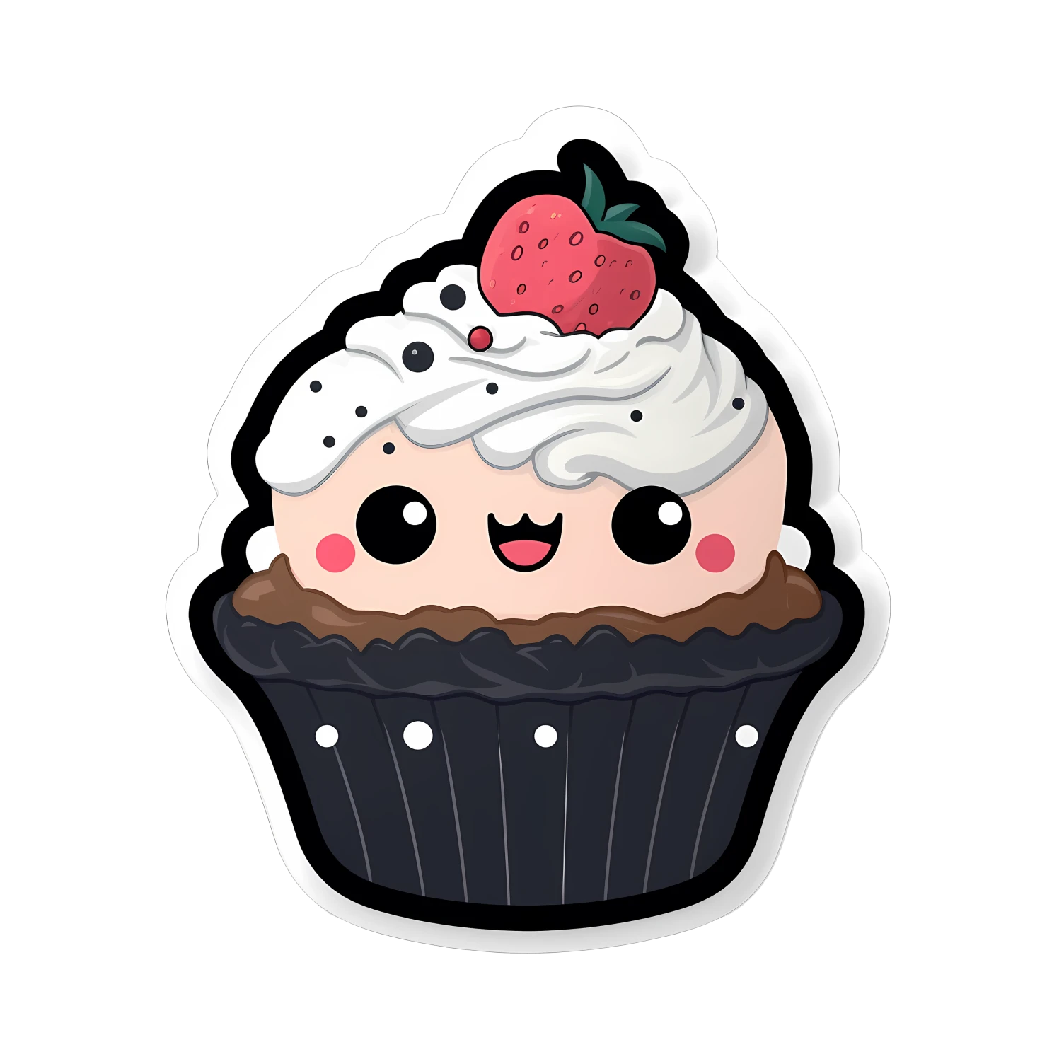 Kawaii cupcake sticker isolated on transparent background #24562