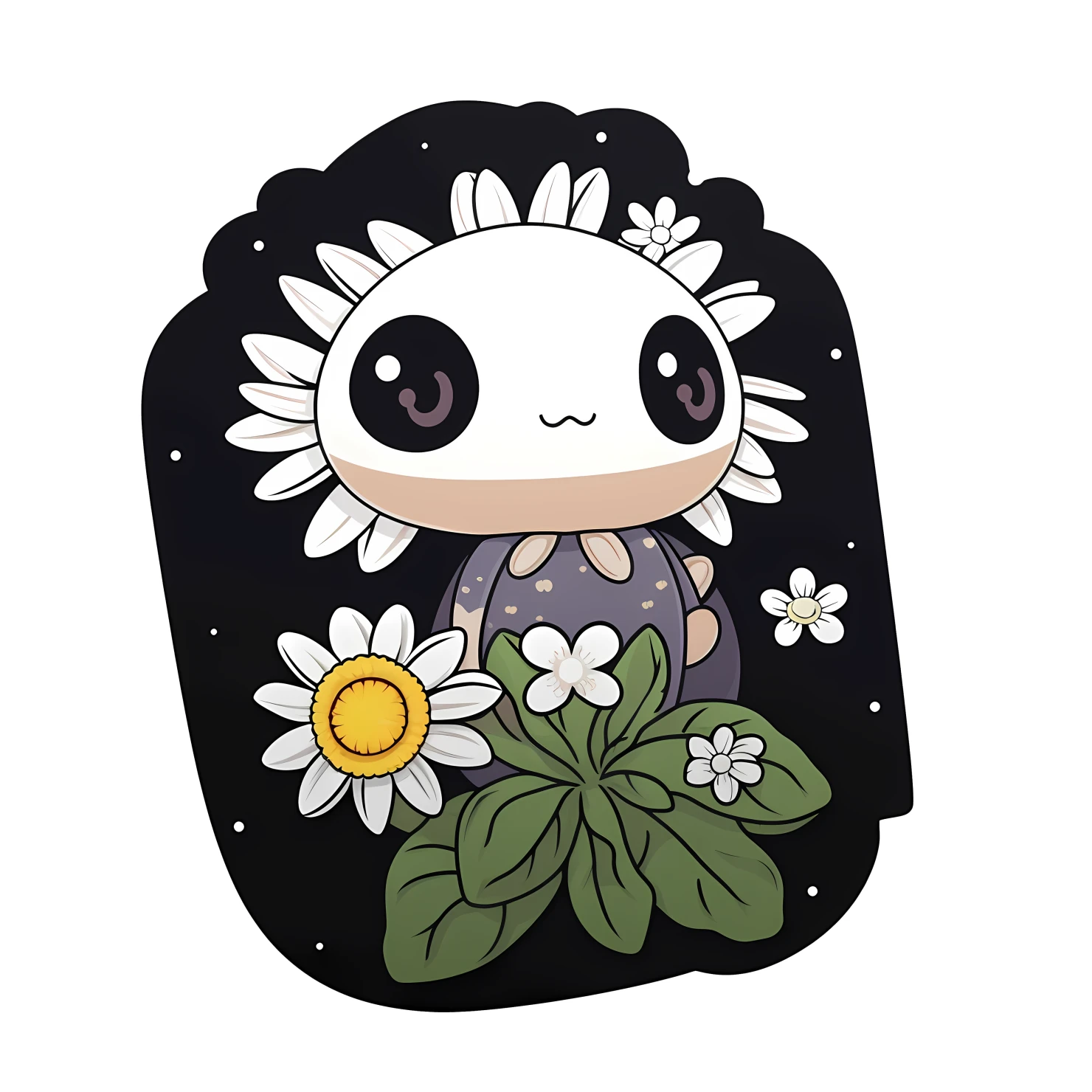 Kawaii daisy sticker isolated on transparent background #24565