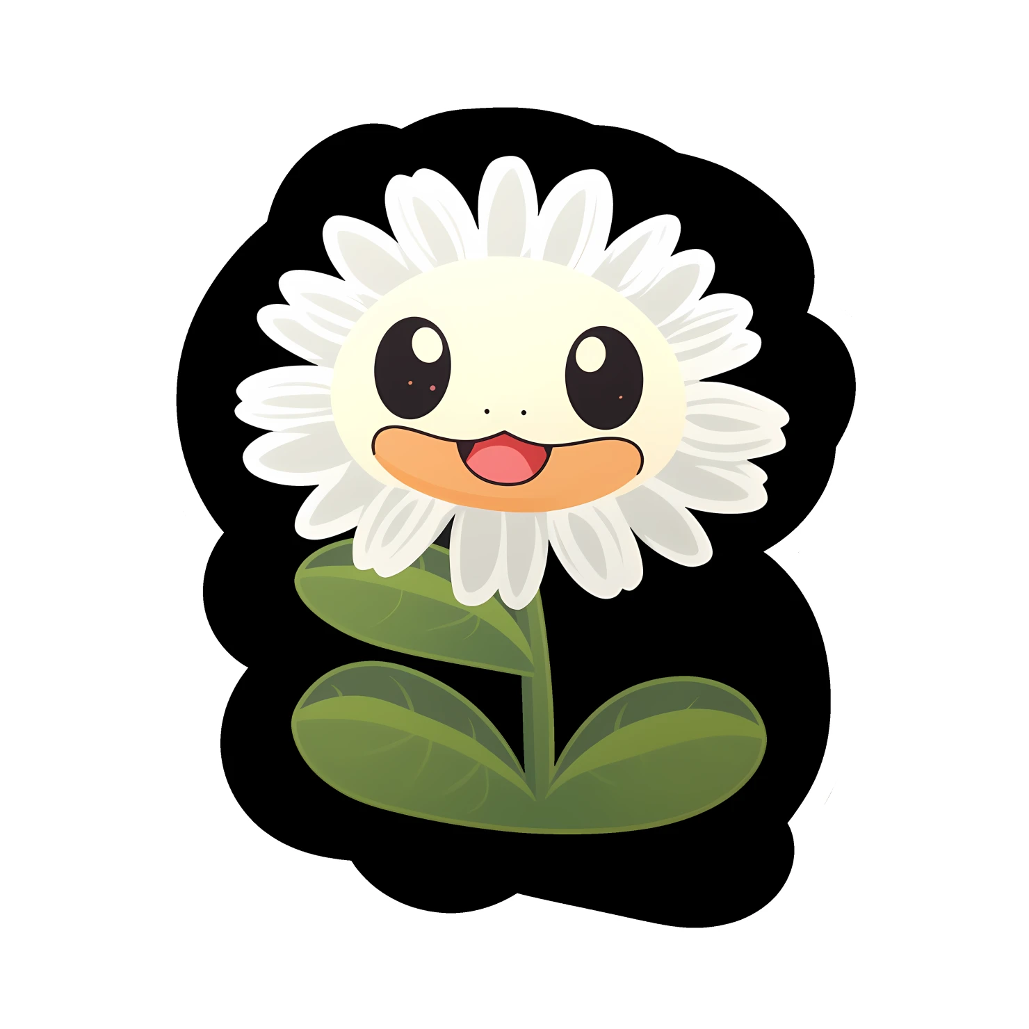 Kawaii daisy sticker isolated on transparent background #24567