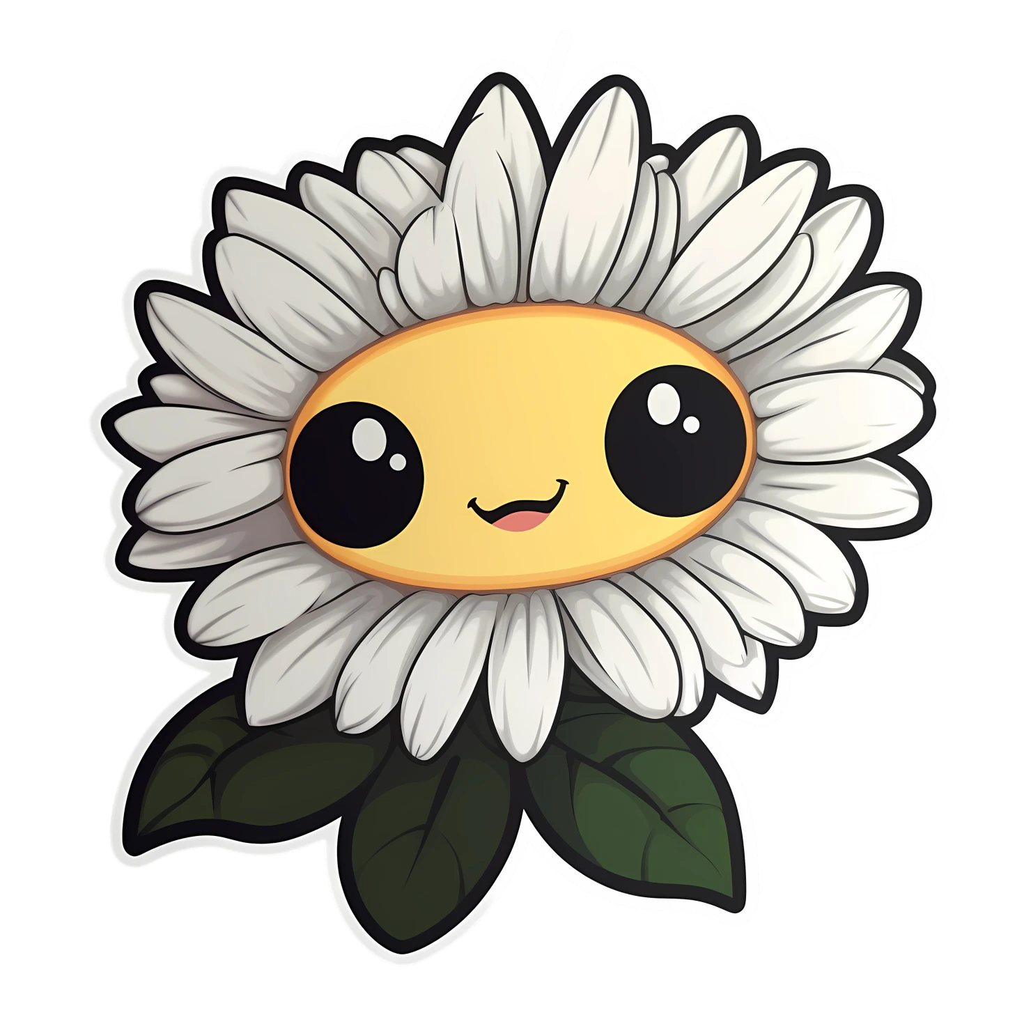 Kawaii daisy sticker isolated on transparent background #24568