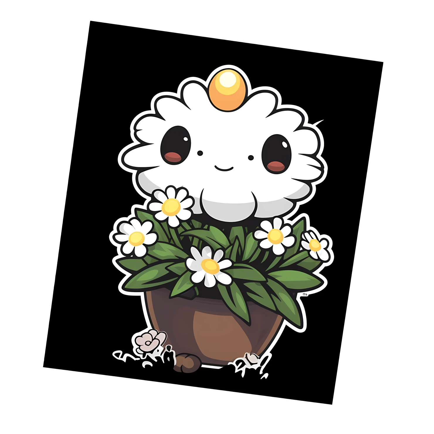 Kawaii daisy sticker isolated on transparent background #24569