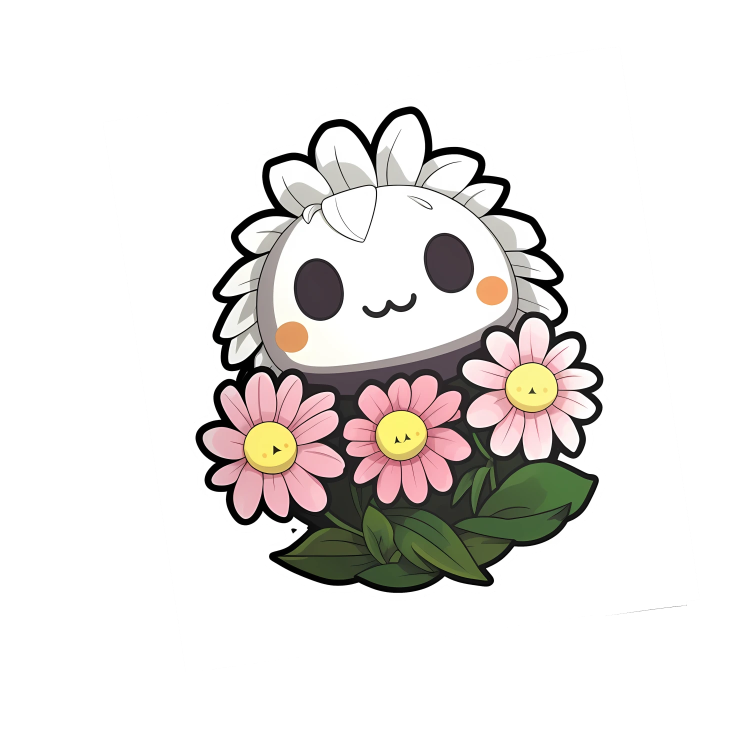 Kawaii daisy sticker isolated on transparent background #24570