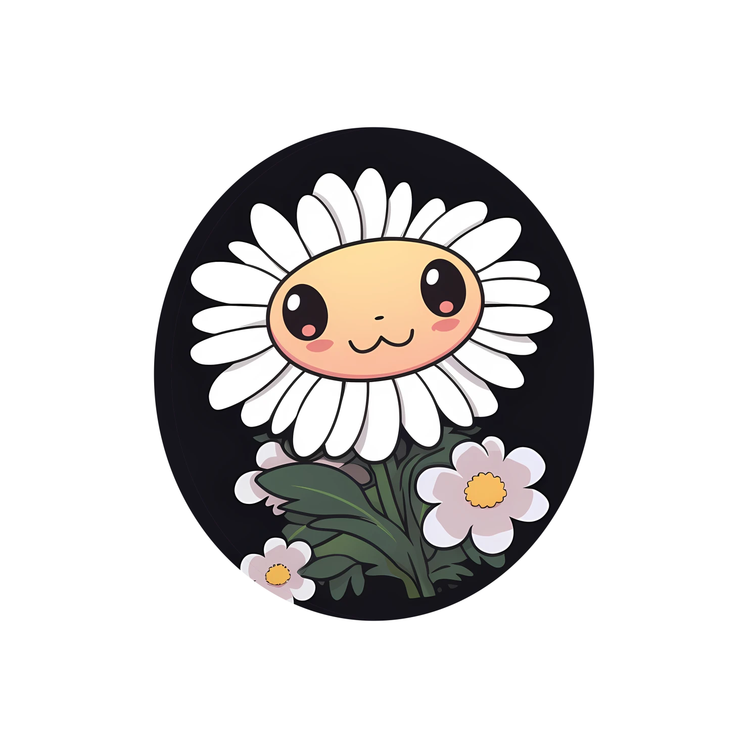 Kawaii daisy sticker isolated on transparent background #24571