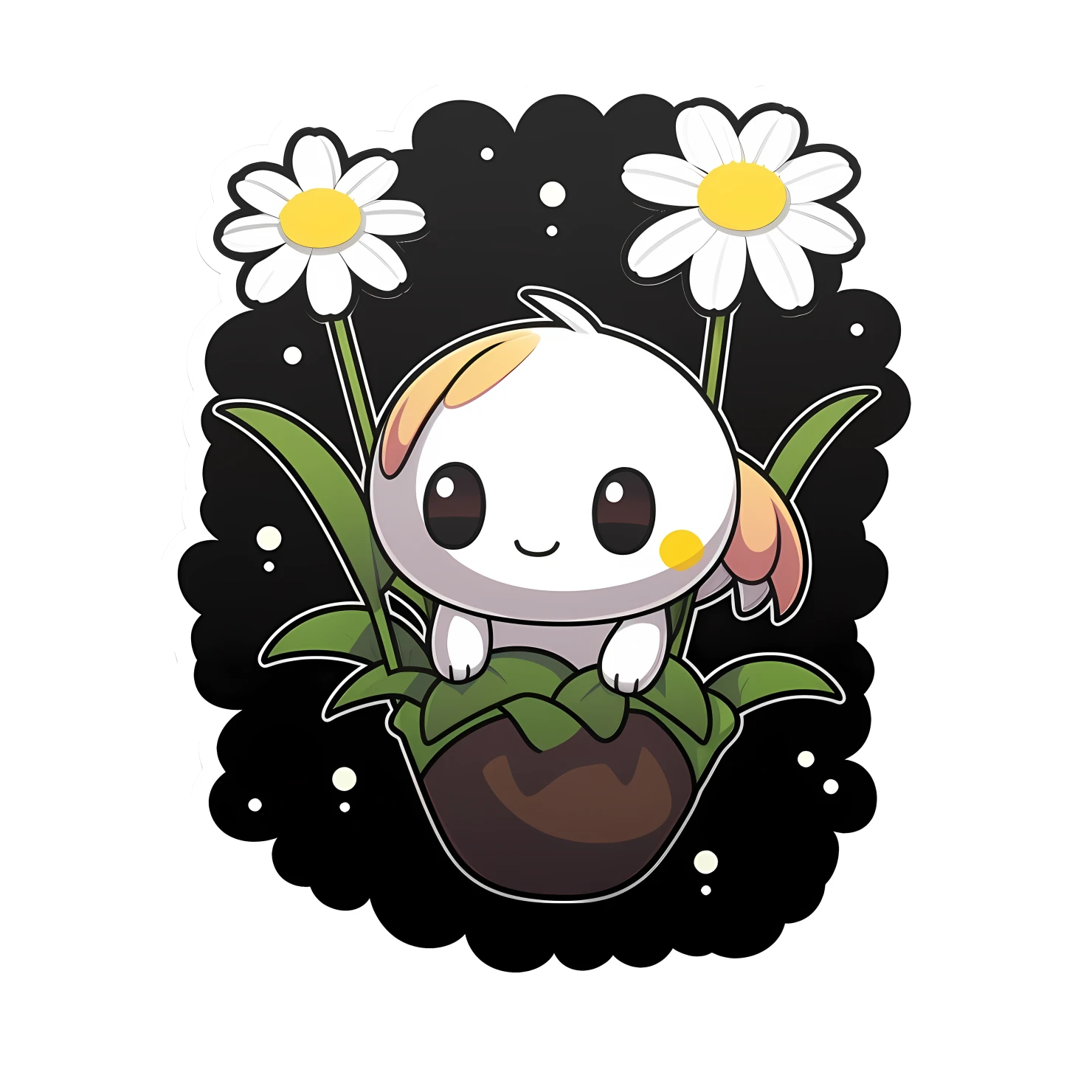 Kawaii daisy sticker isolated on transparent background #24572