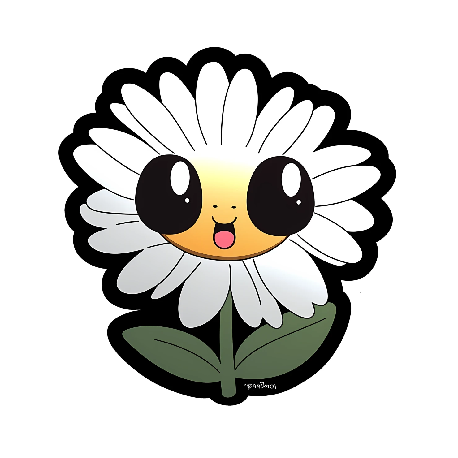 Kawaii daisy sticker isolated on transparent background #24573