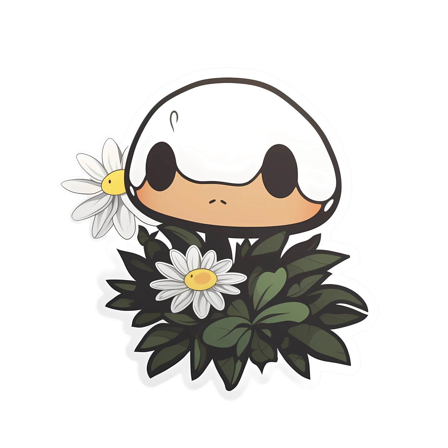 Kawaii daisy sticker isolated on transparent background #24574