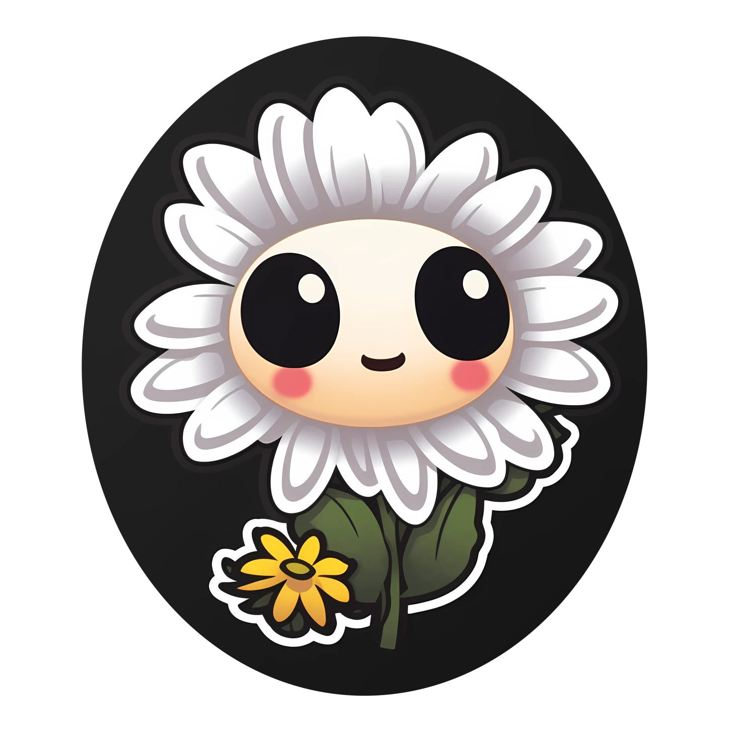 Kawaii daisy sticker isolated on transparent background #24576