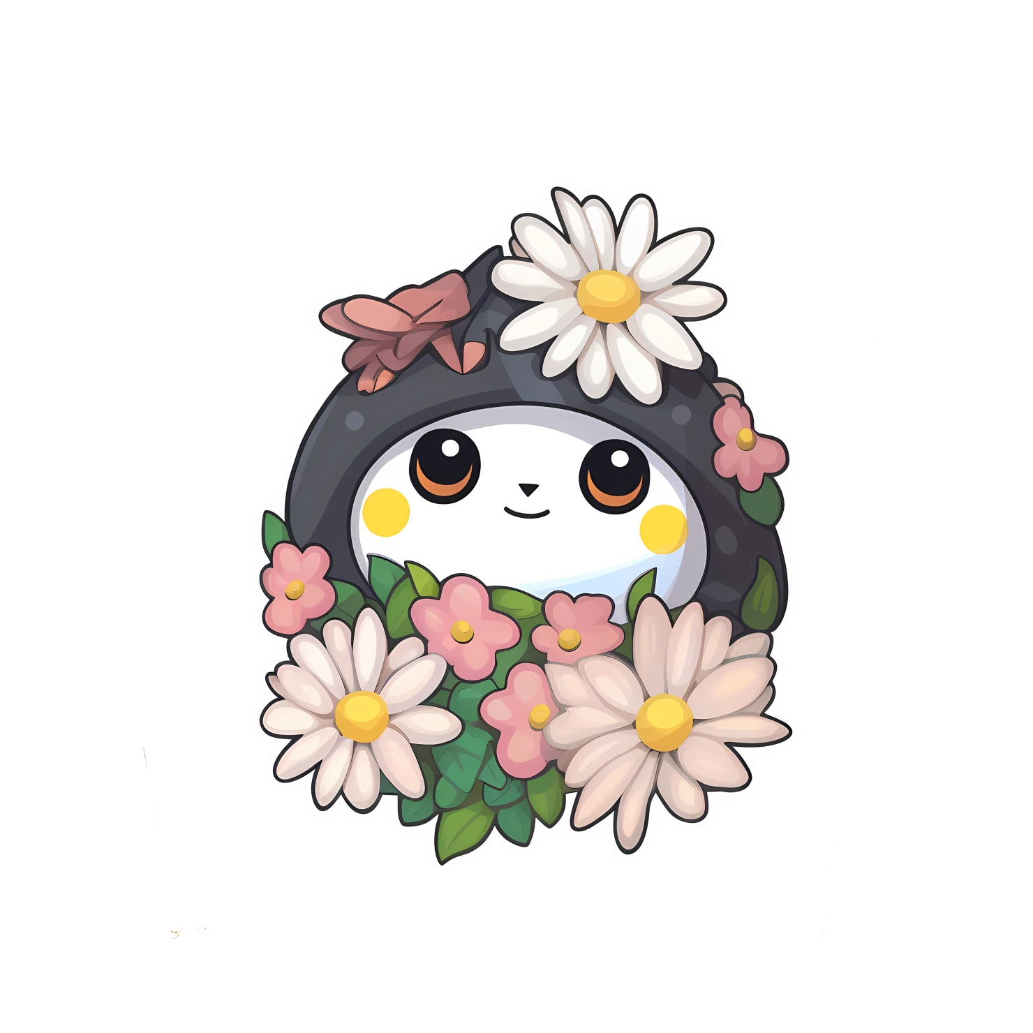 Kawaii daisy sticker isolated on transparent background #24578
