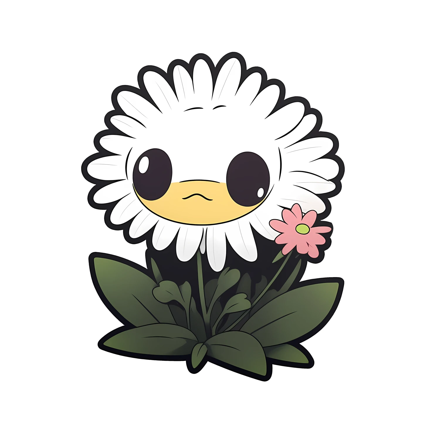 Kawaii daisy sticker isolated on transparent background #24579